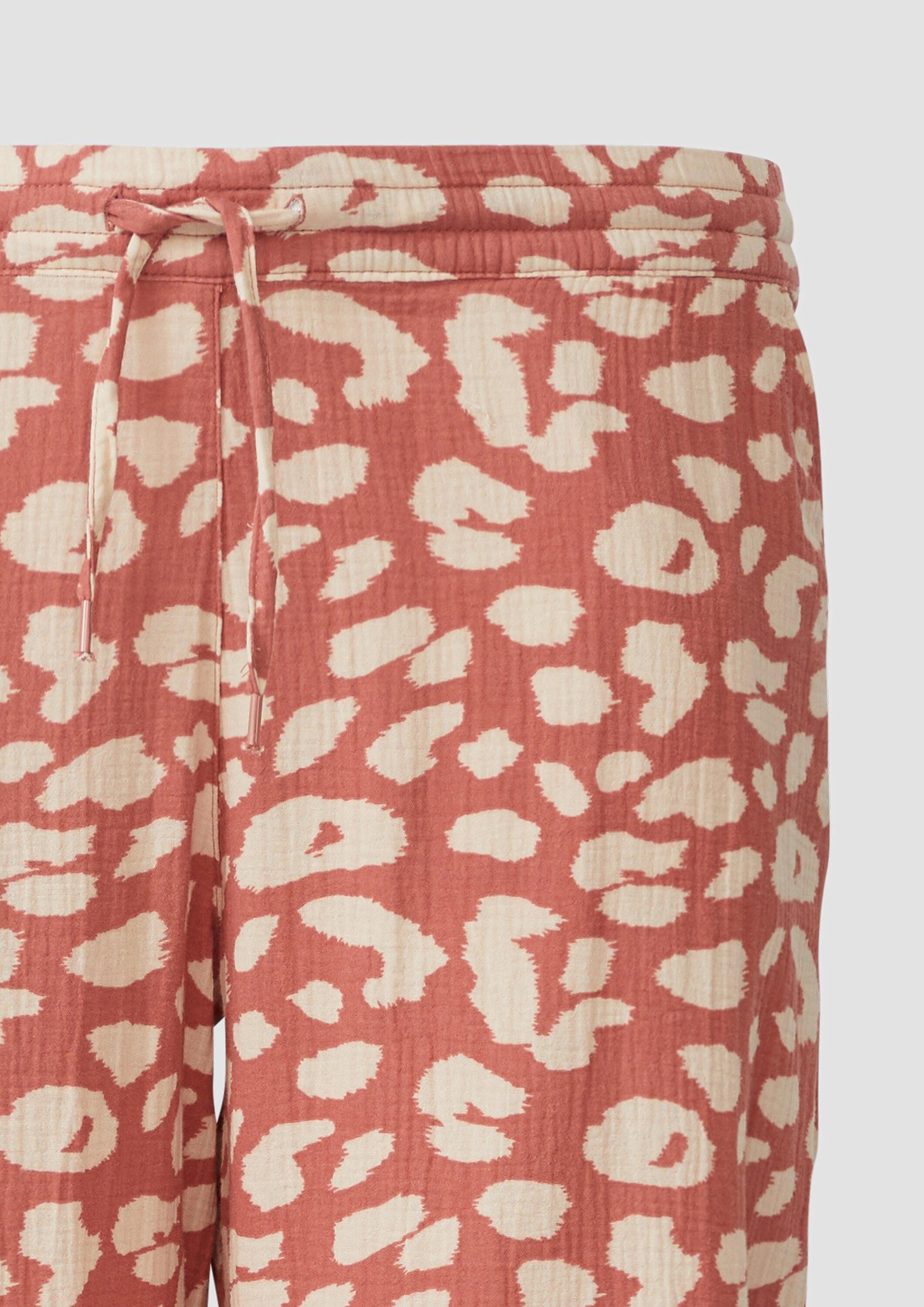 QS Chinos Hose Gemusterte Hose aus Musselin