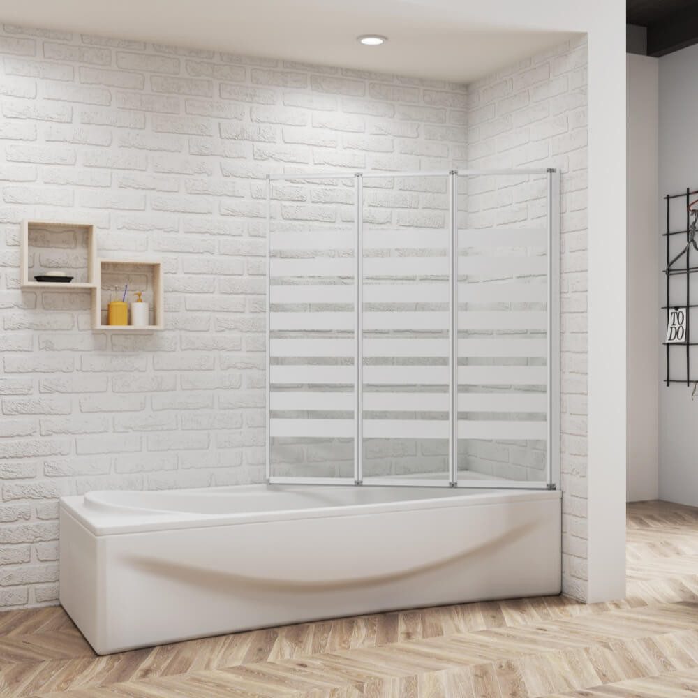 Duschparadies Duschwand 130*140cm hellweißAufsatz Duschabtrennung Badewanne Trennwand, Einscheibensicherheitsglas, Sicherheitsglas, Glas
