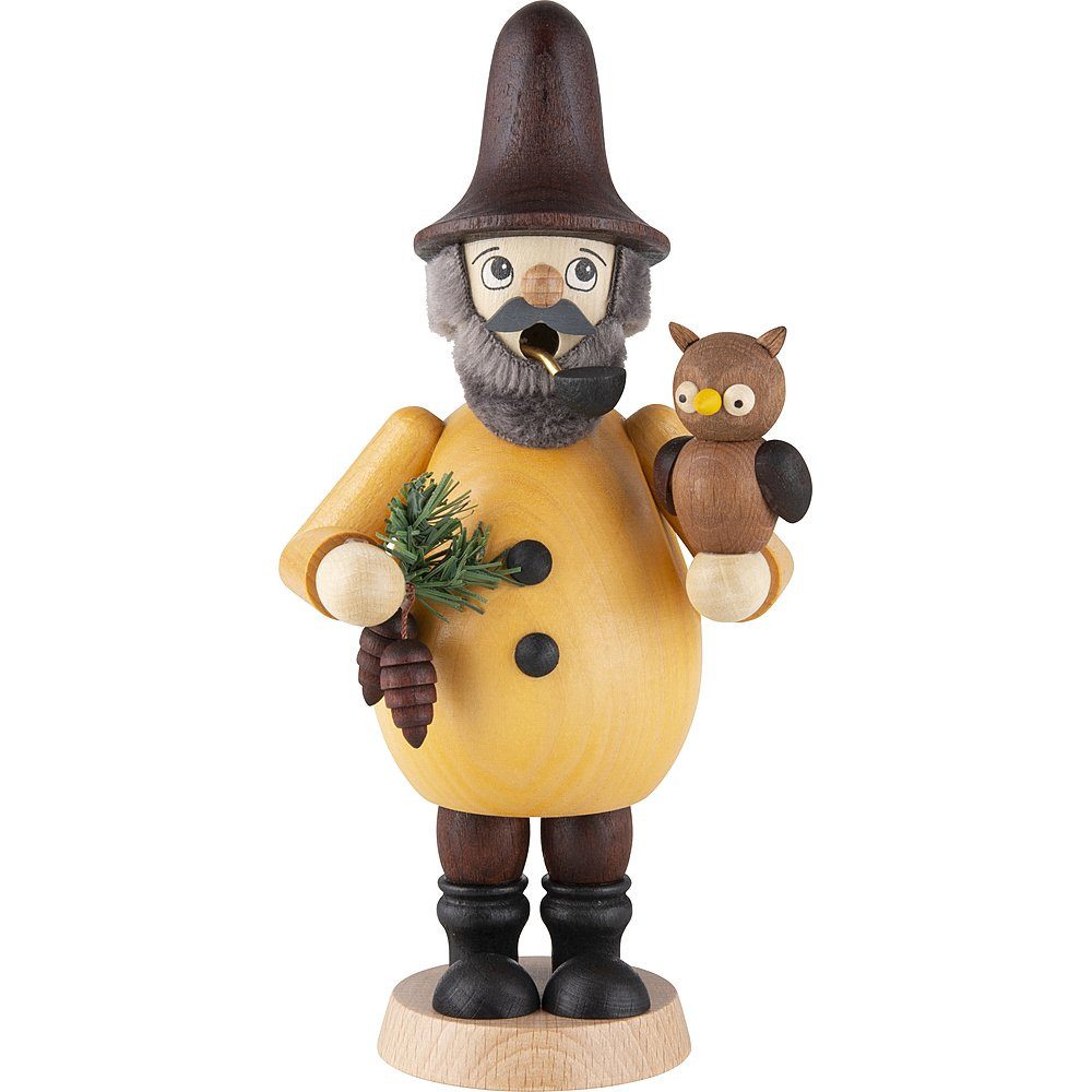 Ullrich Kunsthandwerk Räuchermännchen Waldwichtel mit Eule (17cm) Räuchermann von Ullrich Kunsthandwerk