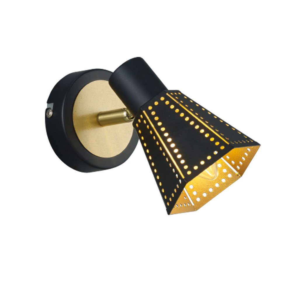 etc-shop LED Wandlampe inklusive, Wandleuchte, gold Schlafzimmerlampe LED Wandleuchte Spotlampe Leuchtmittel schwarz