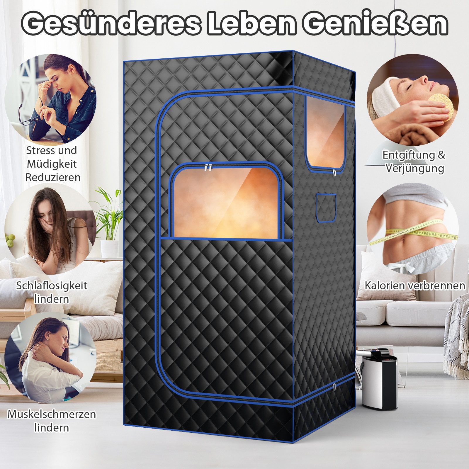 KOMFOTTEU Sauna, Dampfsauna tragbar mit Fernbedienung und Timer