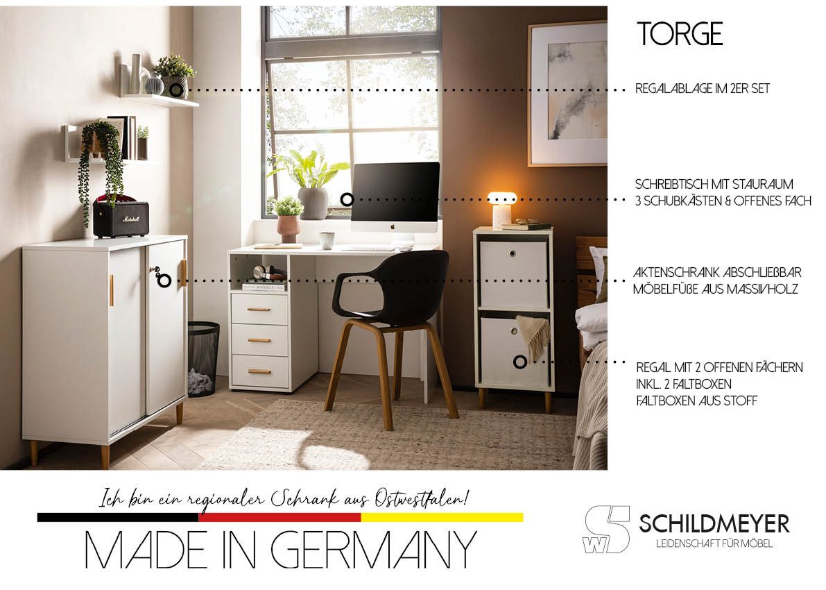 Schildmeyer Schreibtisch Torge, Schreibtisch, Made in Germany, B: 109cm (2-St), Solide Verarbeitung - Dieses Produkt ist in Deutschland gefertigt