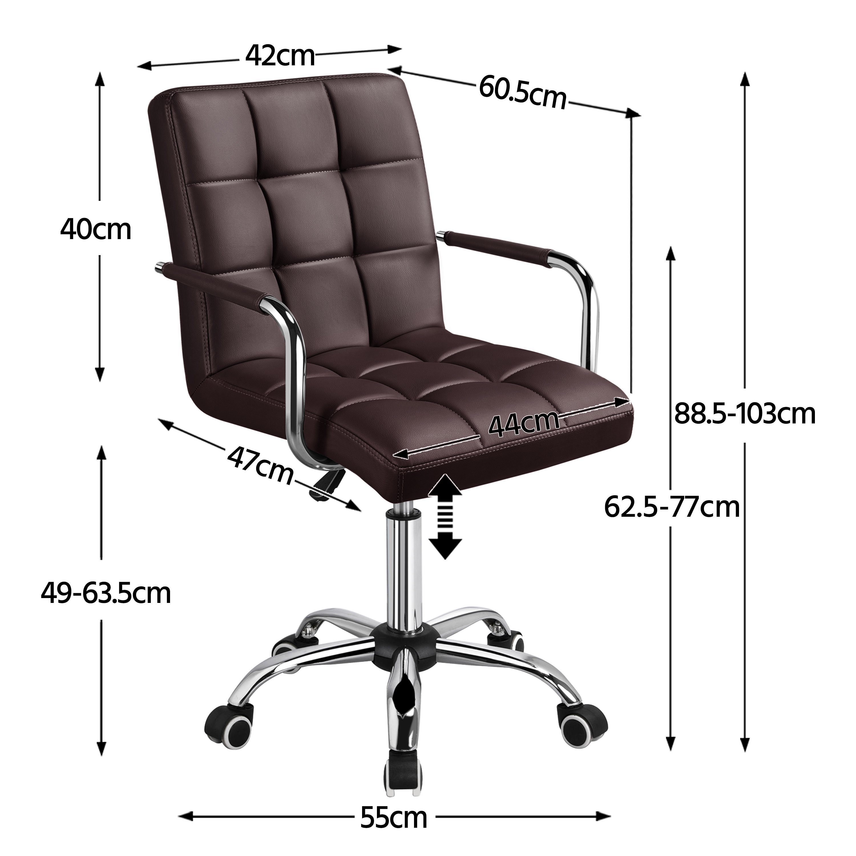 höhenverstellbar Drehstuhl Yaheetech Chefsessel, Bürostuhl ergonomischer Braun