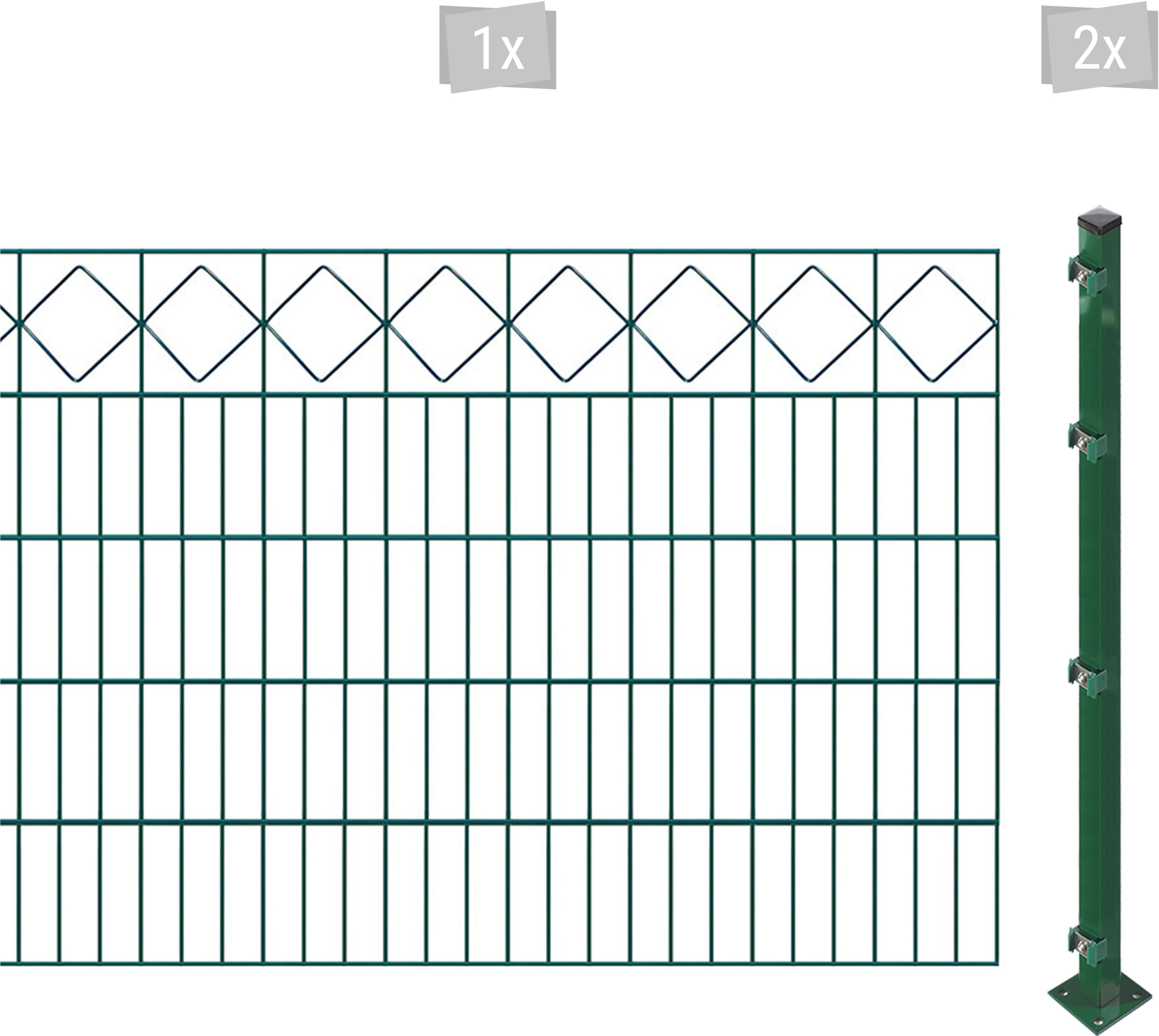 Arvotec Doppelstabmattenzaun ESSENTIAL 100 zum Aufschrauben "Karo" mit Zierleiste, (Set, 3-St), Zaunhöhe 100 cm, Zaunlänge 2 - 60 m