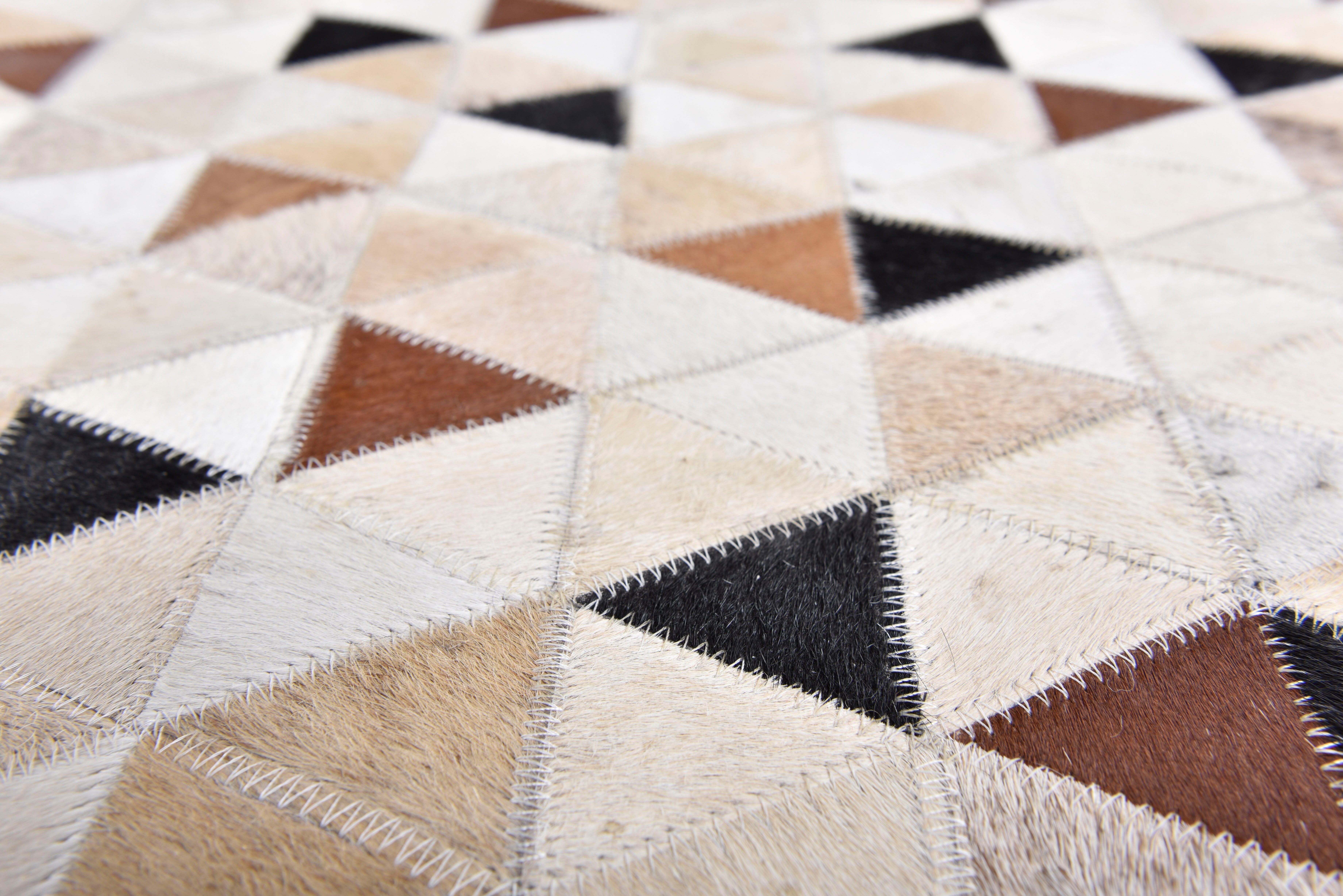 THEKO Fellteppich Kobe, rechteckig, Höhe: 3 mm, Patchwork, handgenäht, echtes Rinderfell in Naturtönen