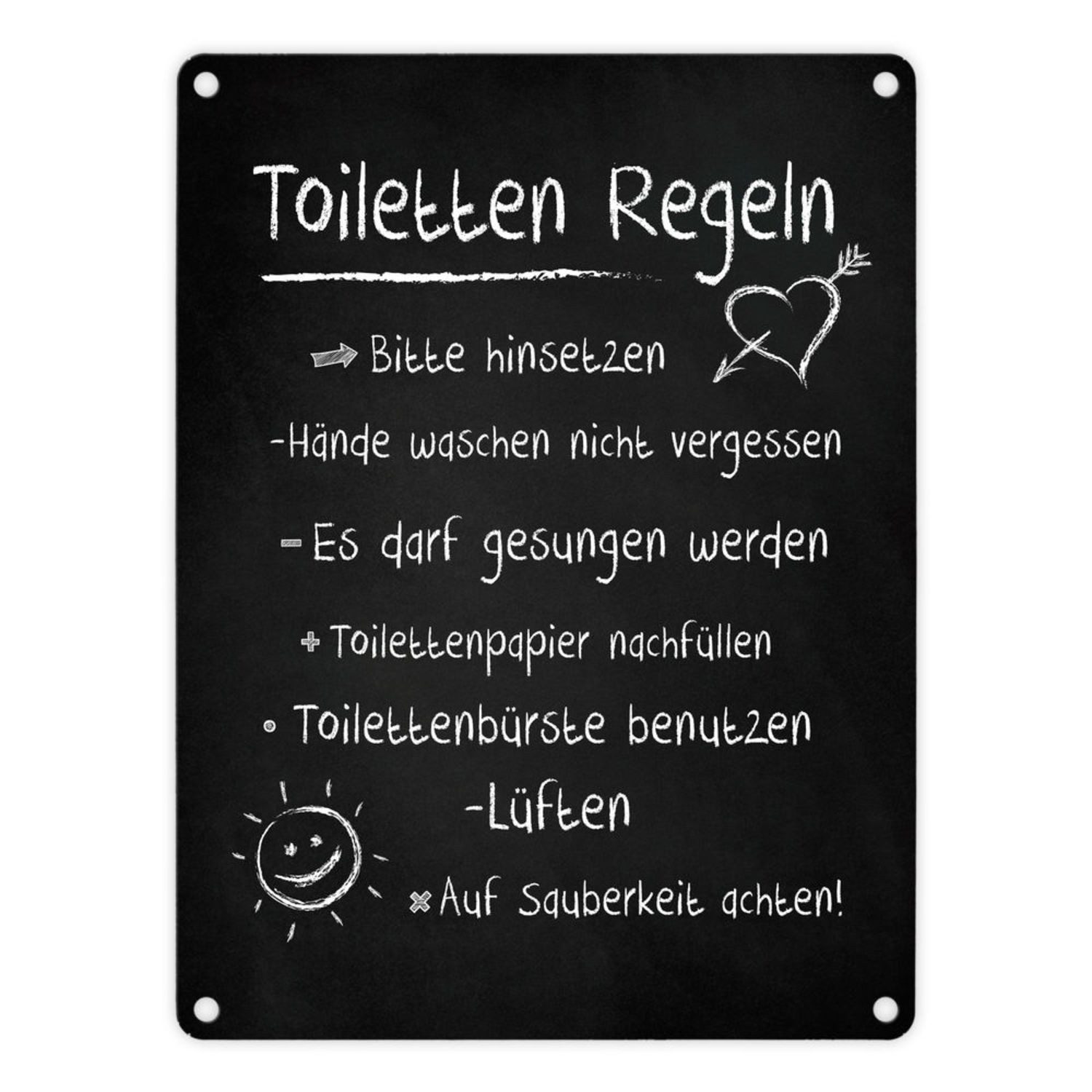 speecheese Metallschild Blechschild Toilettenregeln Schild Aluminiumschild günstig online kaufen