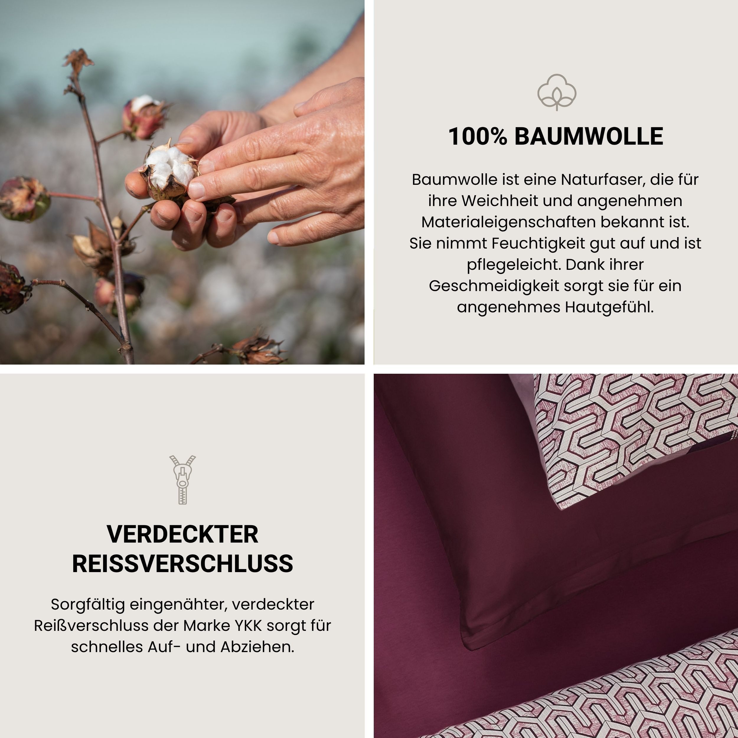 Schiesser Bettwäsche Siena aus weicher Baumwolle mit aufwendigem Muster, Renforcé, 2 teilig, OEKO-TEX® MADE IN GREEN – Bild 3 von 5