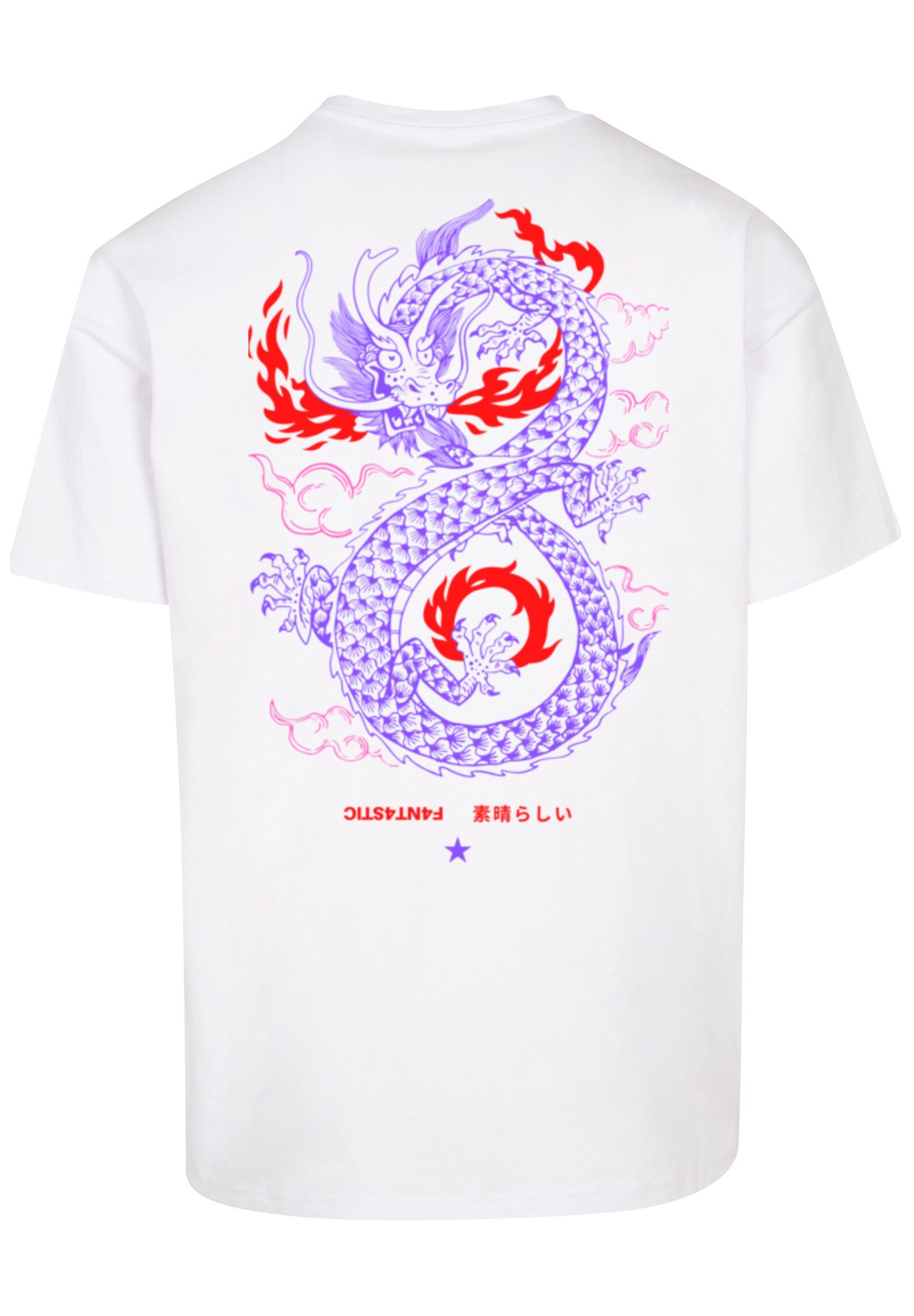 T-Shirt weiß F4NT4STIC Print Japan Feuer Drache