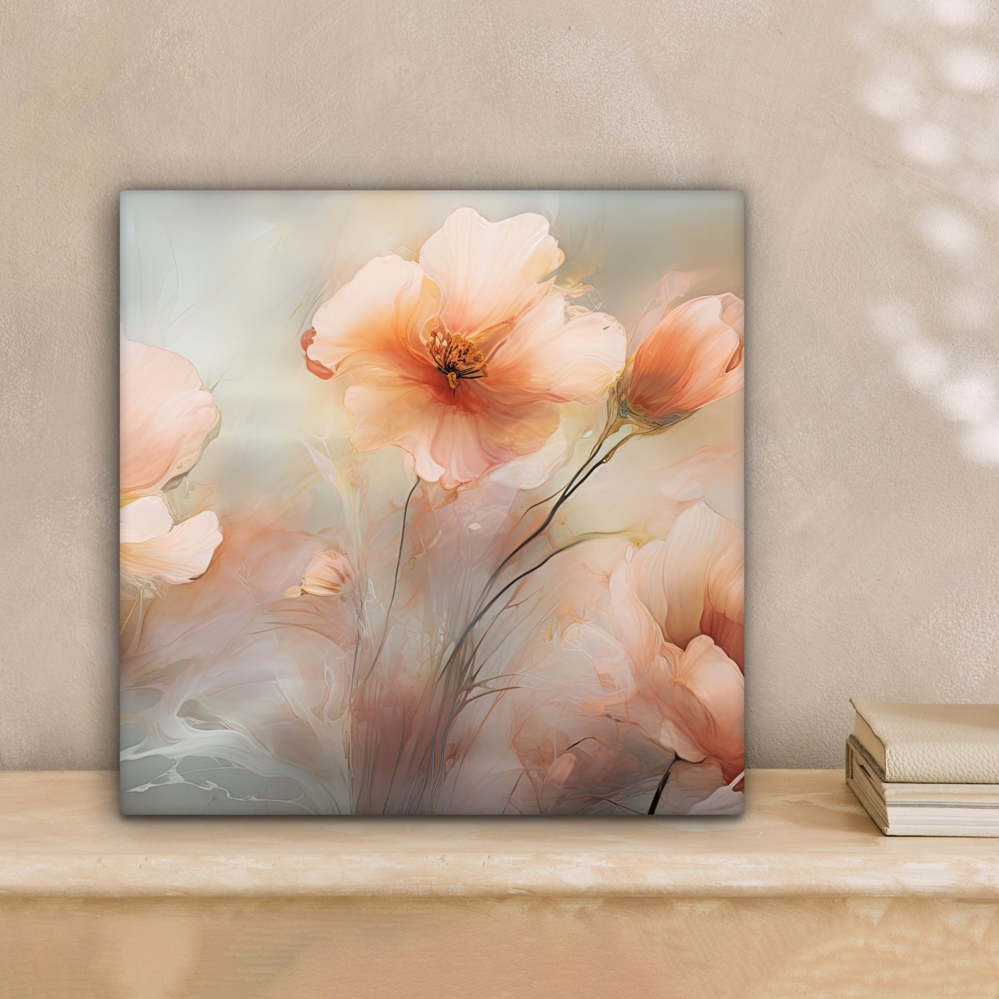 OneMillionCanvasses® Leinwandbild Blumen - Pastell - Kunst - Mohnblumen - Aquarell, Fotodruck (1 St), Wandbild, Deko Schlafzimmer Wohnzimmer Flur 20x20 cm