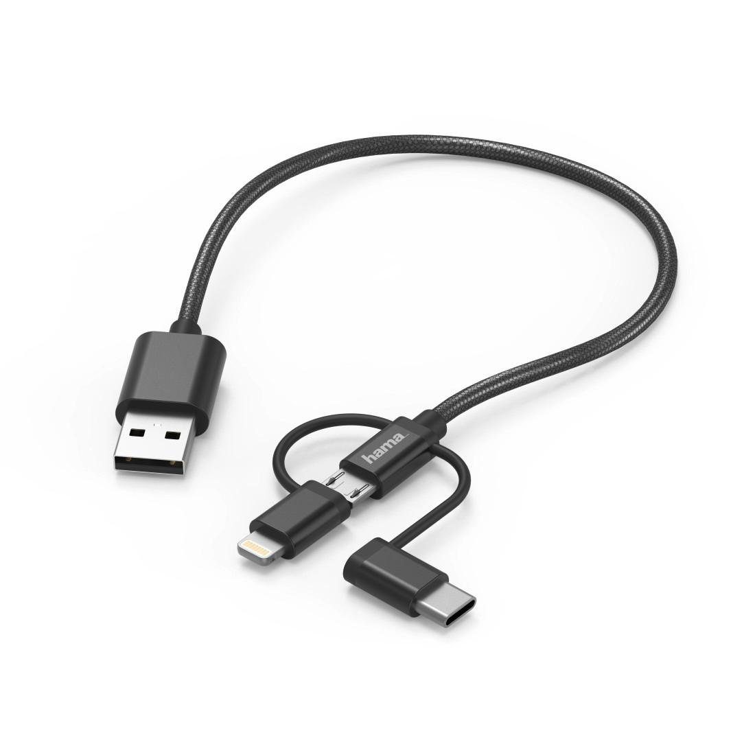 Hama »3in1-Micro-USB-Kabel mit Adapter auf USB-Type-C / Lightning USB-Kabel  0,2m Schwarz« USB-Kabel, Lightning, Micro-USB, USB-C, USB Typ A, (20 cm)  online kaufen | OTTO