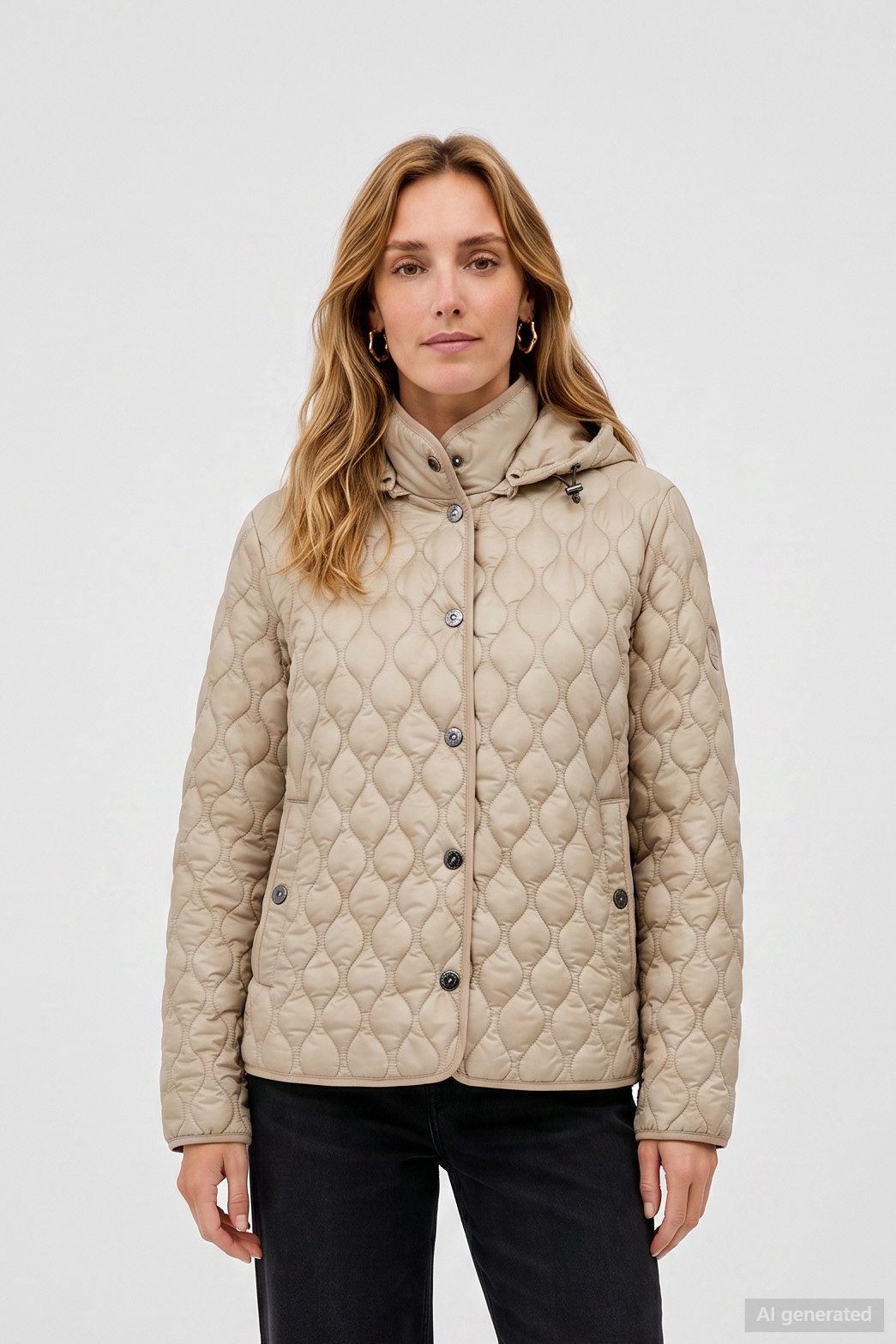 Barbara Lebek Steppjacke Übergangsjacke, Herbstjacke oder Damenjacke mit abnehmbarer Kapuze