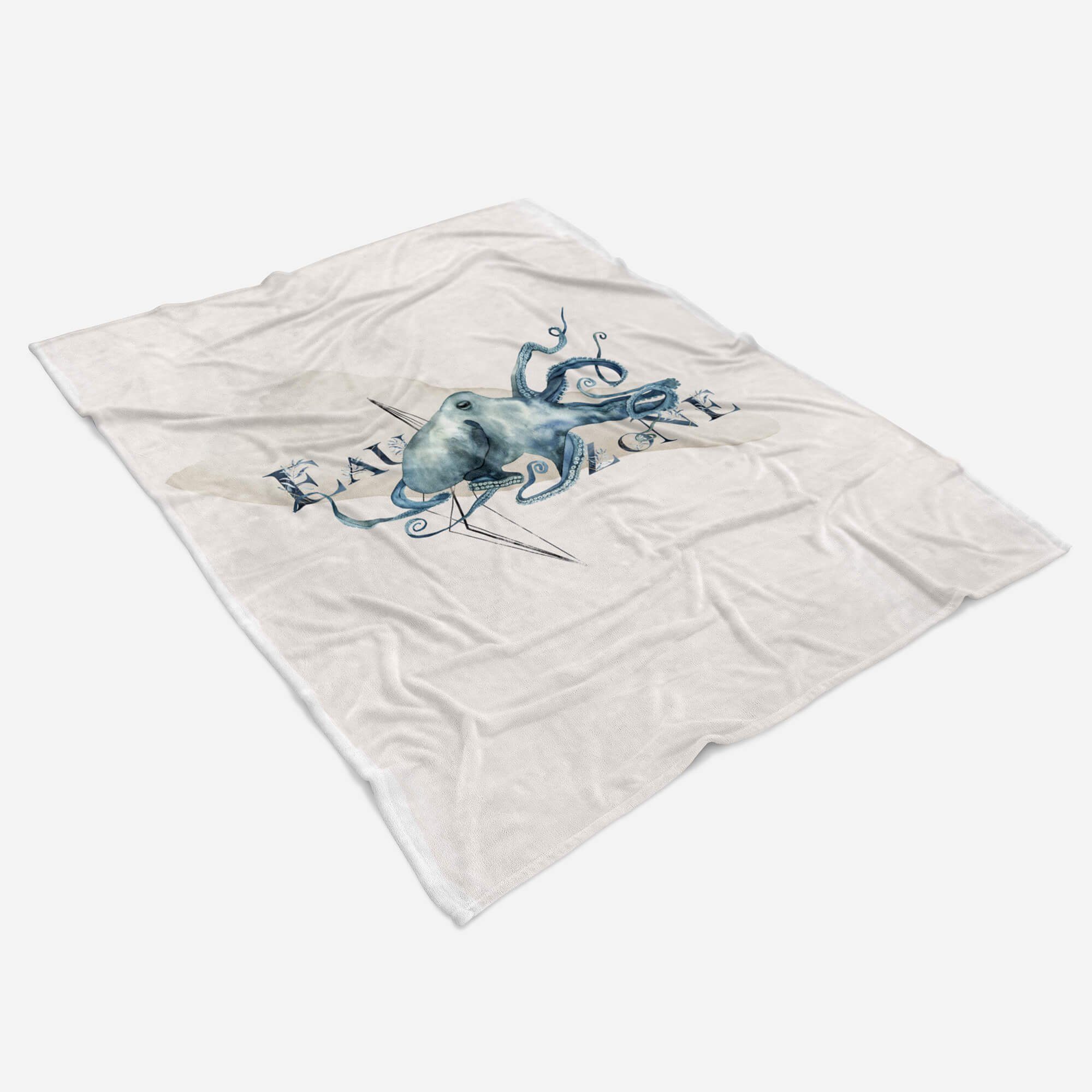 Baumwolle-Polyester-Mix Oktopus Motiv, Saunatuch Handtuch Handtuch Sinus Kuscheldecke Art Strandhandtuch Handtücher Kunstvoll Ozean (1-St),