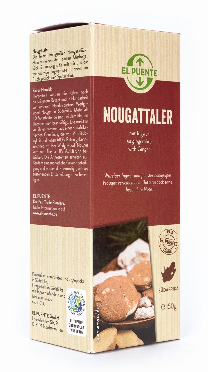 El Puente Knabberei Nougattaler - Mürbekekse mit Nougat & Ingwer, Fair Trade, Fair Trade