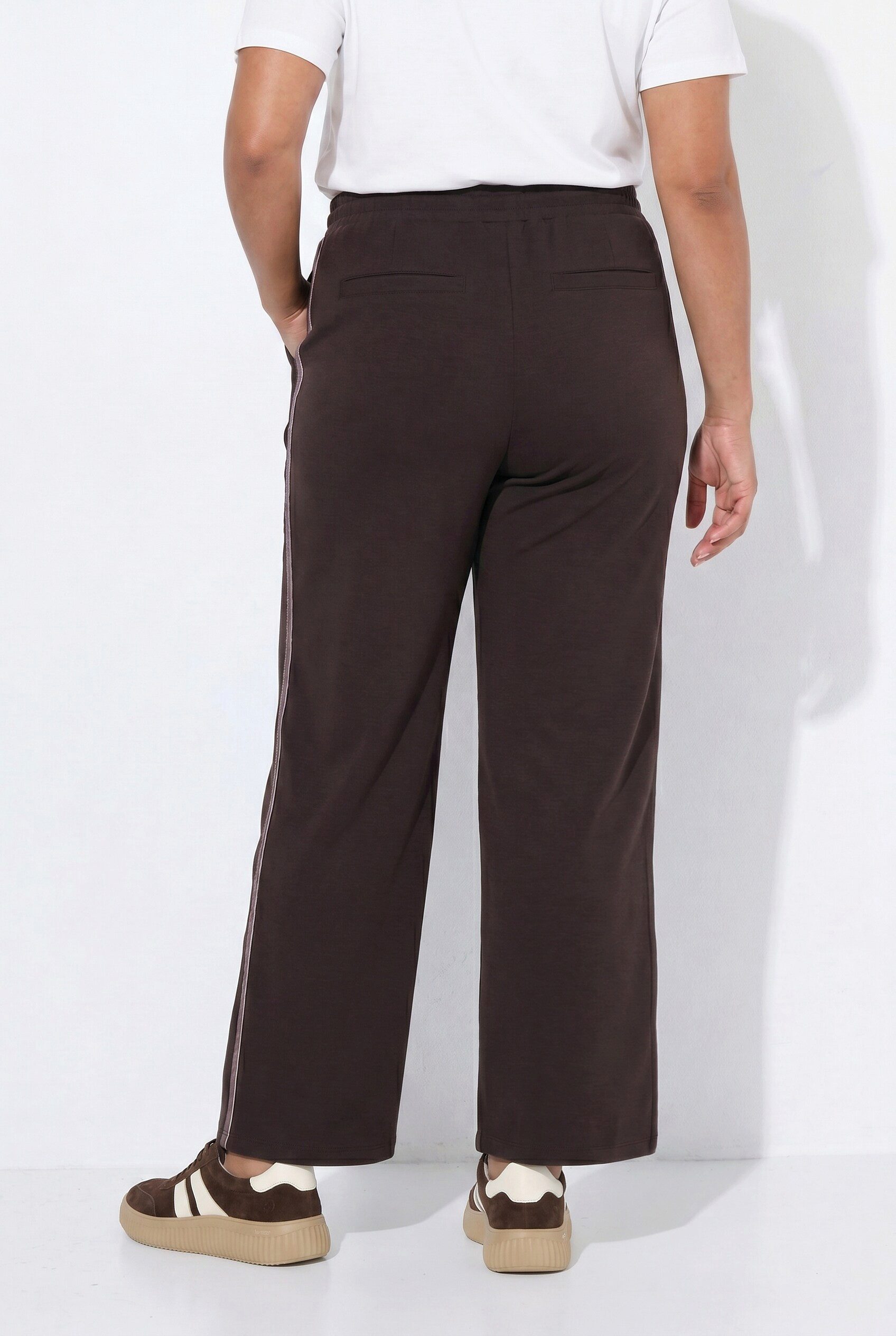 Ulla Popken Culotte 3/4-Hose Zierstreifen weites Bein Bund mit Band
