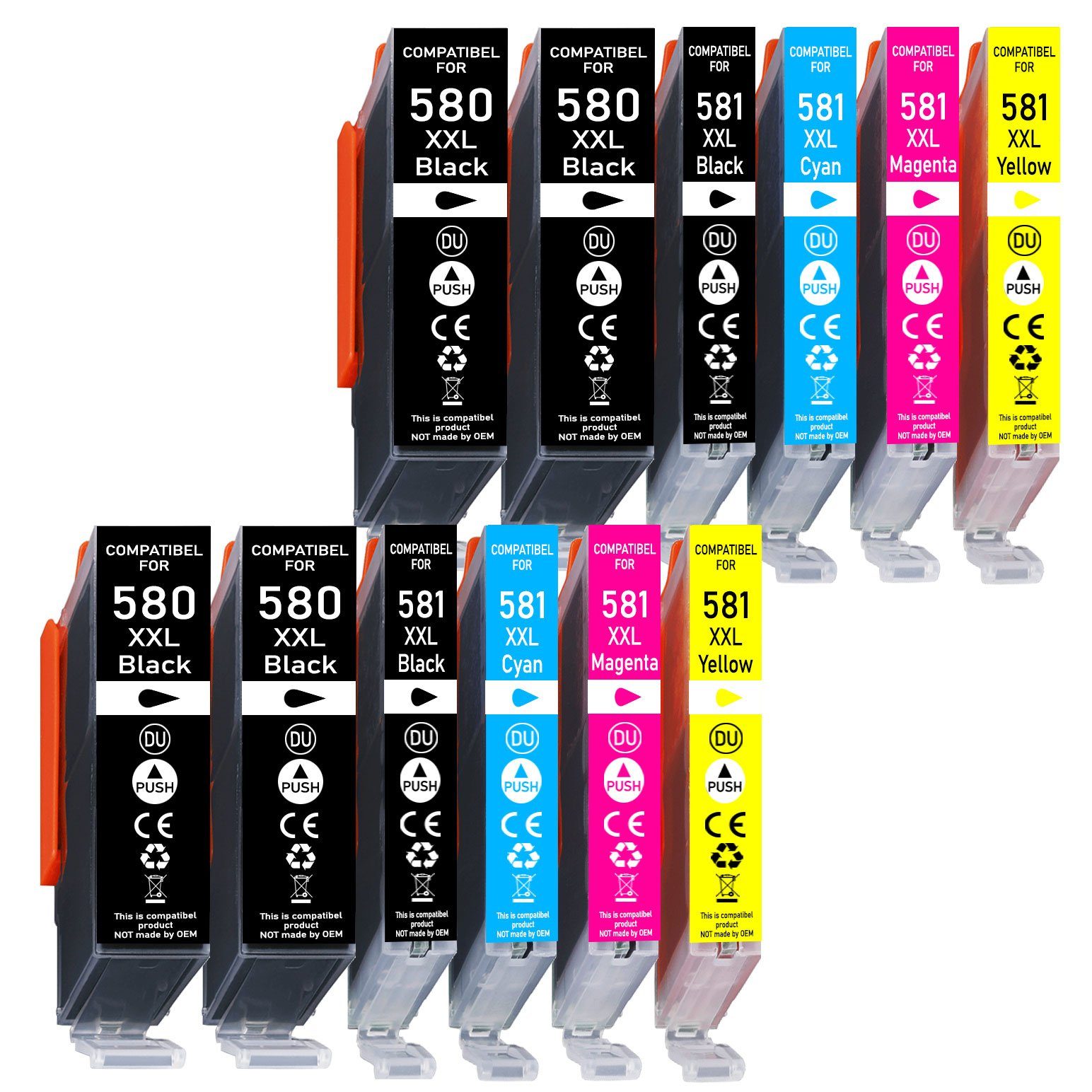 Druckerparadies 12er Multipack für Canon 580 581 XXL Druckerpatronen Set Tintenpatrone (12-tlg., TS6150 TS6151 TS6240 TS6241 TS6250 TS6251 TS6350 TS6351 TS705)