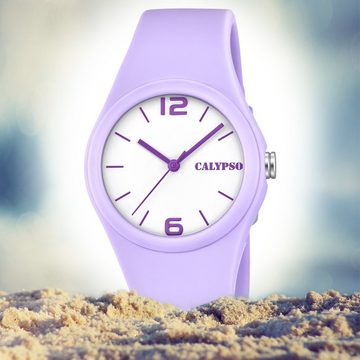 CALYPSO WATCHES Quarzuhr Calypso Damen Uhr K5742/2 Kunststoffband, Damen Armbanduhr rund, Kunststoff, PURarmband lila, Elegant