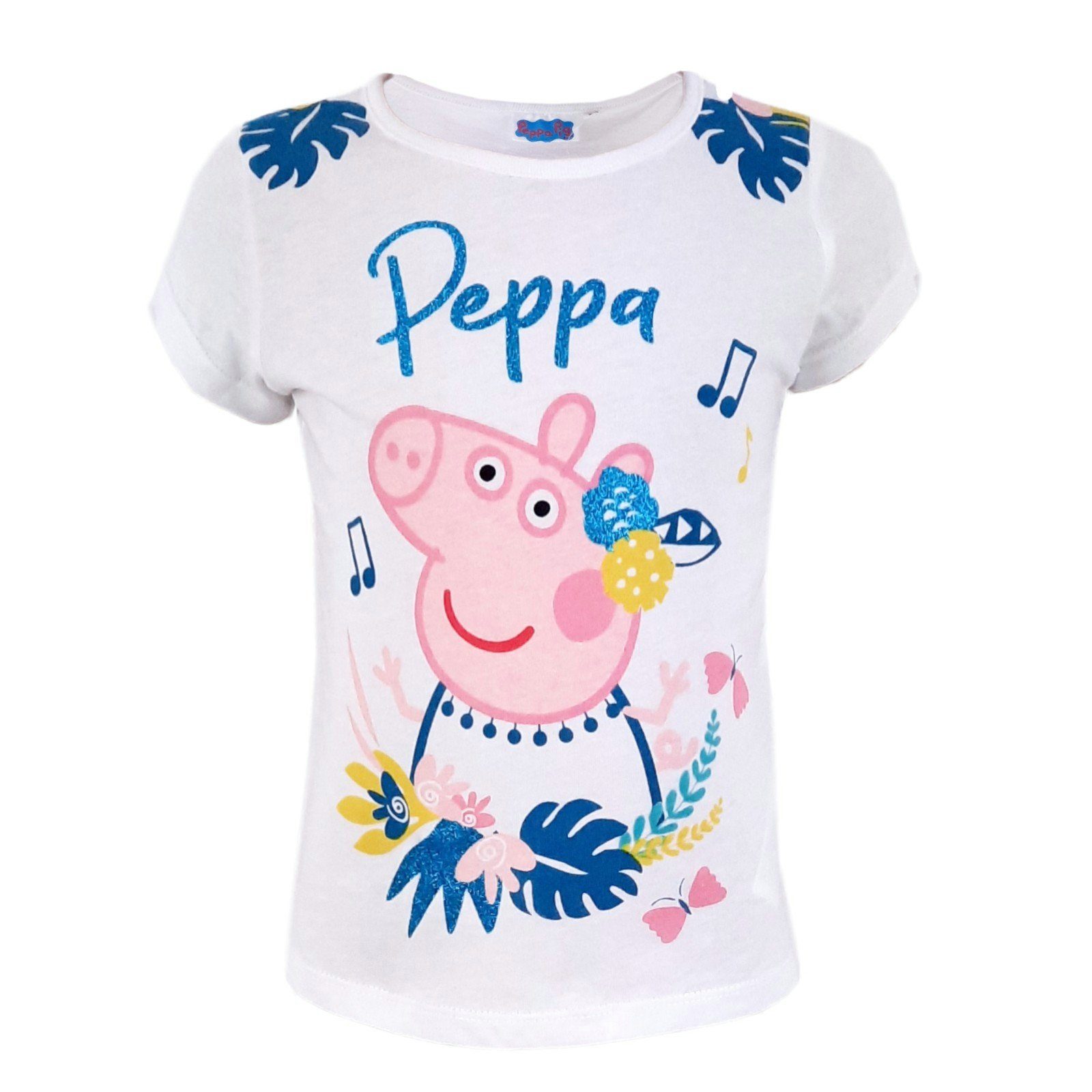 Peppa Pig T-Shirt Peppa Wutz Holyday Mädchen kurzarm Shirt 100% Baumwolle, in Pink oder Weiß
