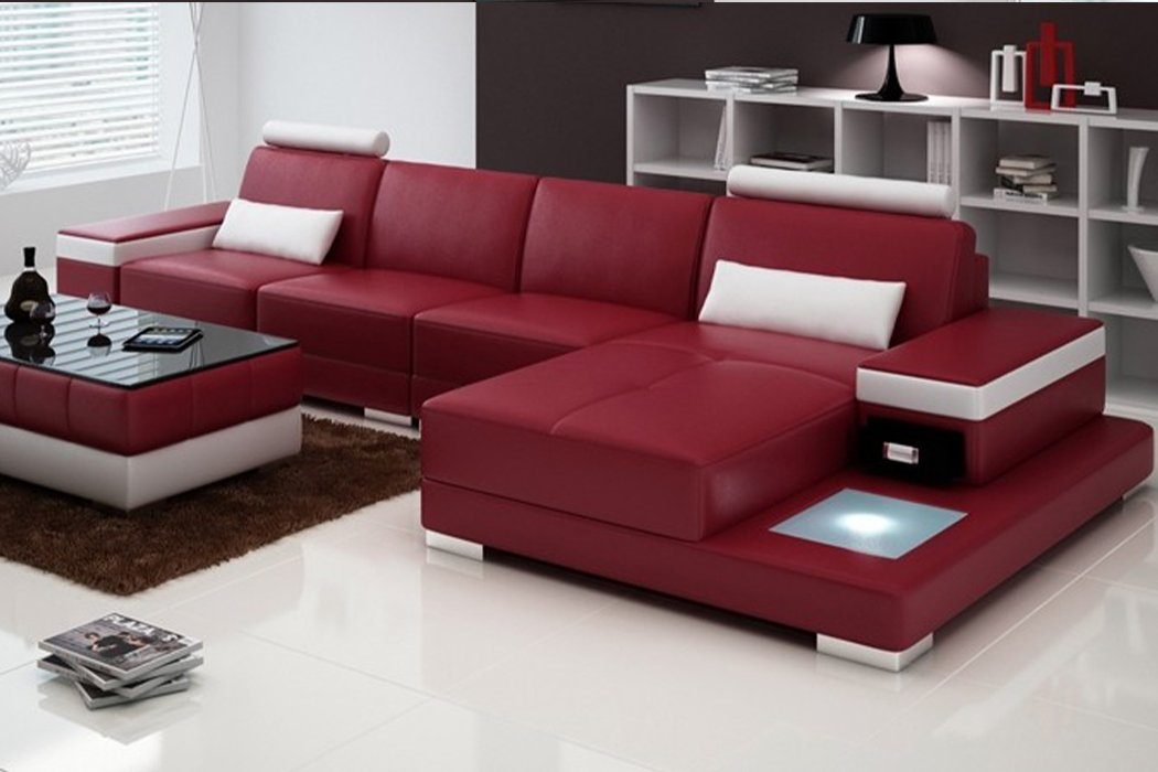 Garnitur Ecksofa Rot JVmoebel Wohnlandschaft Couch Europe Ecksofa Leder Made Möbel in Design,