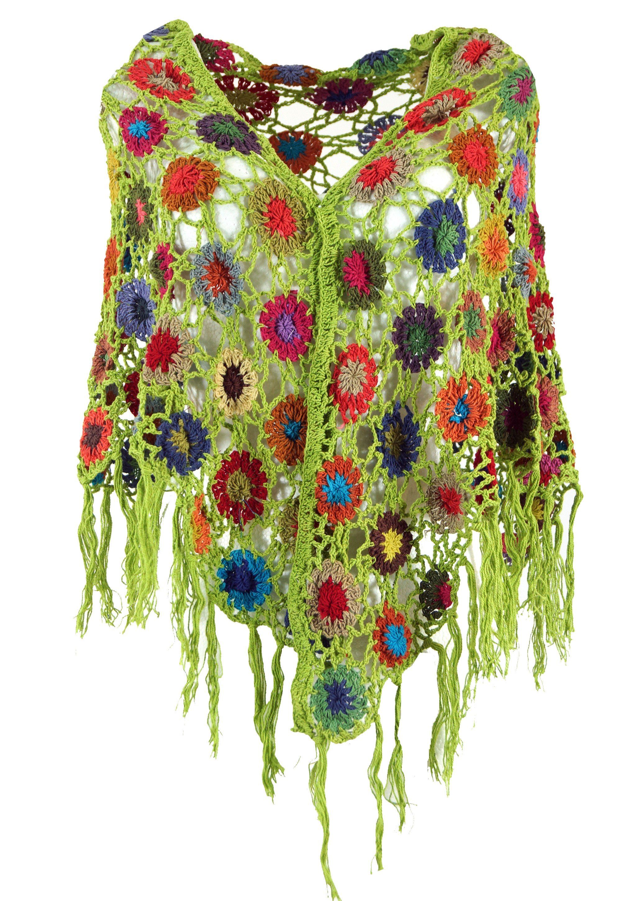Guru-Shop Halstuch Häkelstola, Hippie Blümchen Häkelschal,.. günstig online kaufen