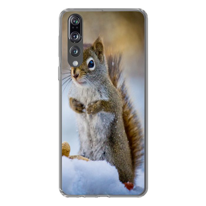 MuchoWow Handyhülle Eichhörnchen - Nüsse - Schnee - Winter - Nagetiere - Jahreszeiten Handyhülle Huawei P20 Pro Handy Case Silikon Bumper Case