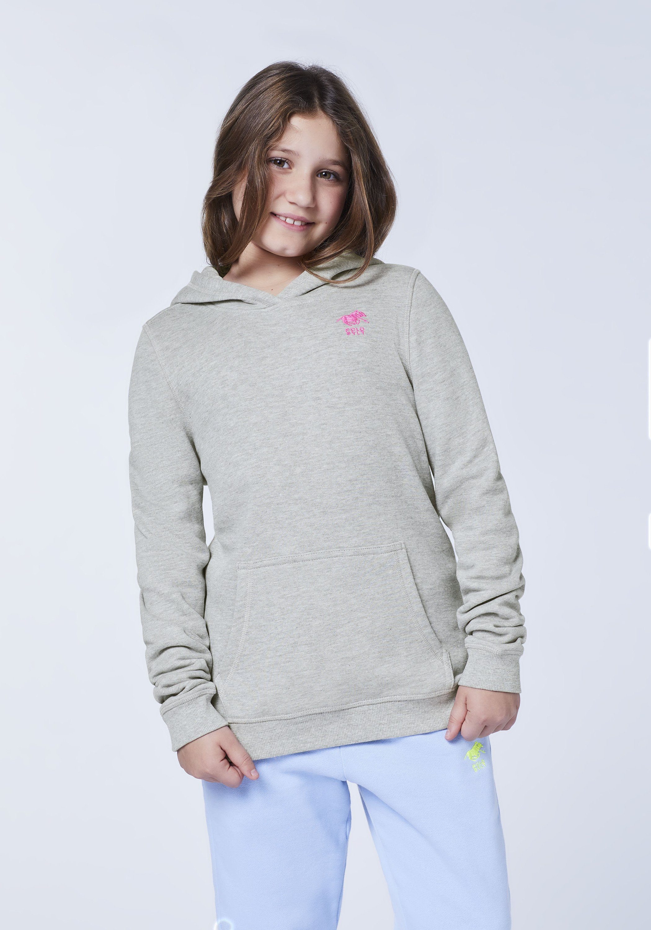 Polo Sylt Sweatshirt mit Label-Stitching Melange Neutral Gray 17-4402M