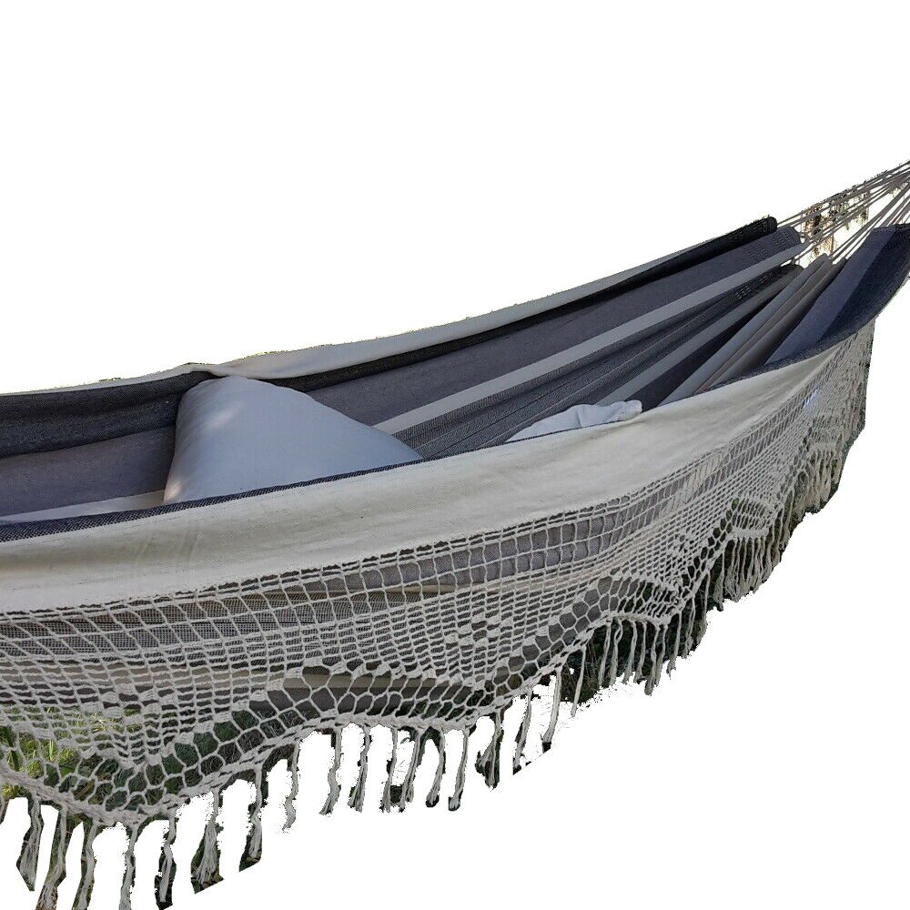 denaná Hängematte Doppel Hängematte Jacaranda mit Borte 100% Baumwolle Denana, Hochwertige Qualität