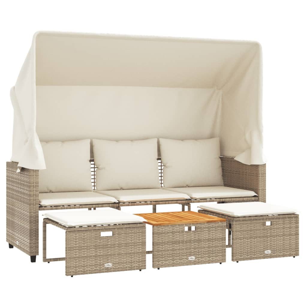 vidaXL Loungesofa Outdoor-Sofa 3-Sitzer mit Dach günstig online kaufen