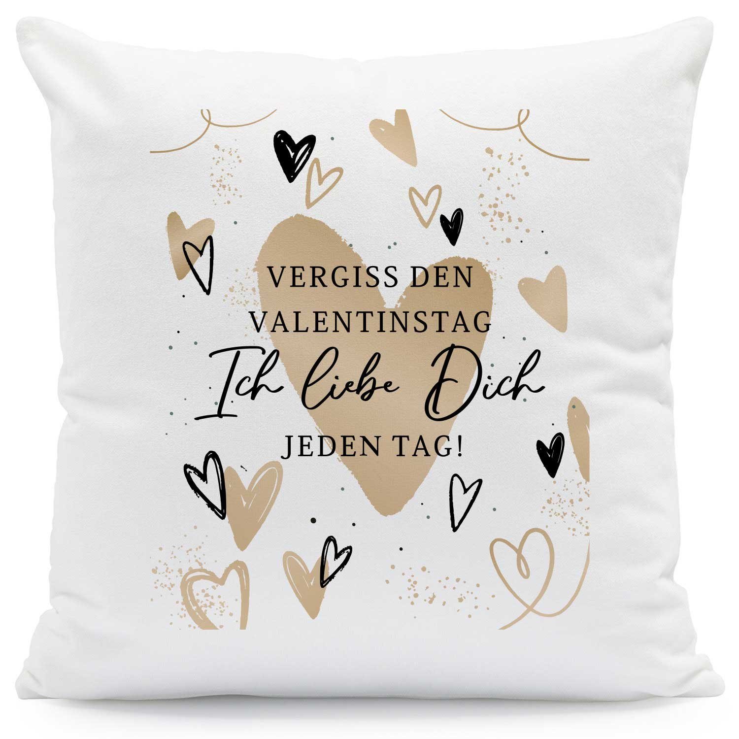 GRAVURZEILE Zierkissen mit Spruch - Vergiss den Valentinstag - Kissen mit Herz Motiv -, starke Farben ohne verblassen, Maschinenwäsche geeignet - ohne Füllung