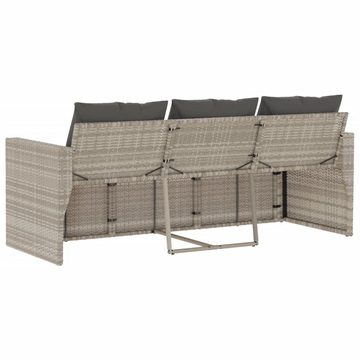 vidaXL Loungesofa Gartensofa mit Kissen 3-Sitzer Hellgrau Poly Rattan