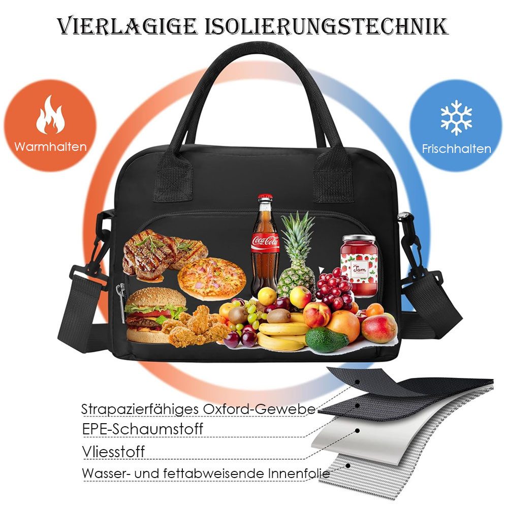 AFKSMILE Kühltasche Große Lunchtasche Isoliert Verstellbare Schultergurte für Arbeit, Kühltasche Klein für Frauen Männer, Picknick Unterwegs – Bild 4 von 5