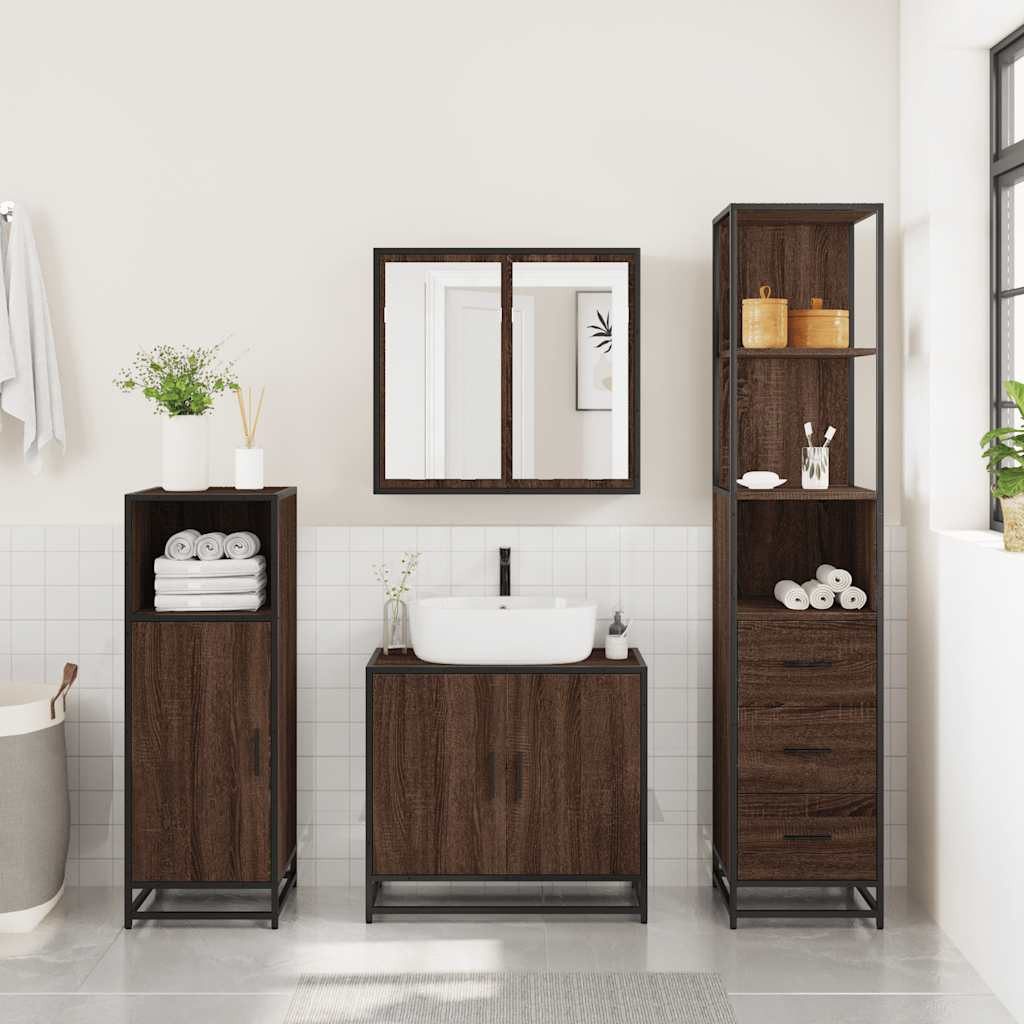 vidaXL Badezimmer-Set Badschrank Braun Eichen-Optik 35x37,5x166 günstig online kaufen