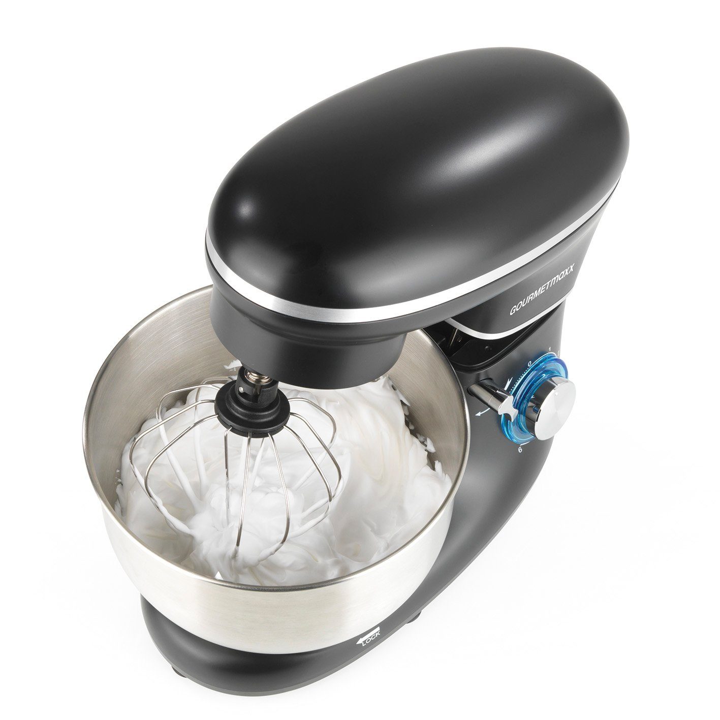 GOURMETmaxx Küchenmaschine Rührgerät - 6 Teigmixer, Schwarz Geschwindigkeitsstufen
