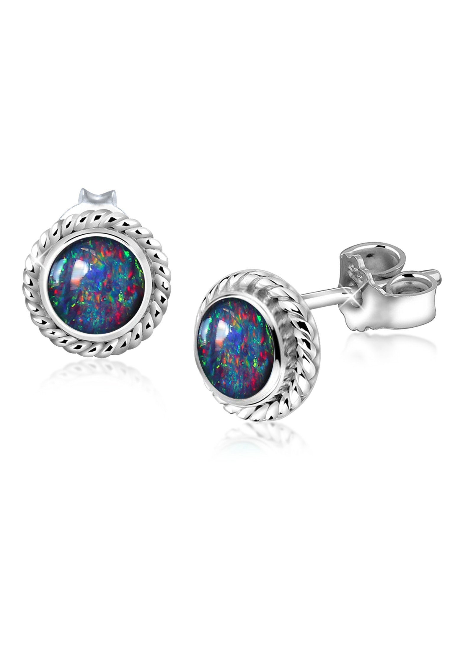 Nenalina Paar Ohrstecker Opal Geburtsstein Oktober Trend Edel 925 Silber