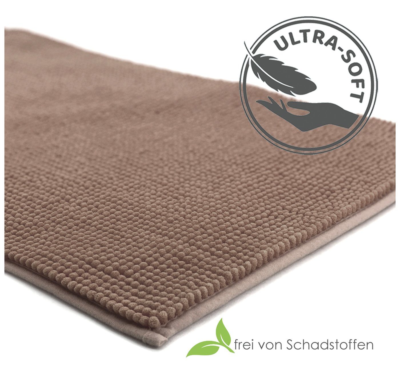 heimtexland Badematte Badvorleger Chenille Badteppich Duschvorleger, rutschhemmend beschichtet, Fußbodenheizung geeignet, schnell trocknend, strapazierfähig, fu – Bild 4 von 5