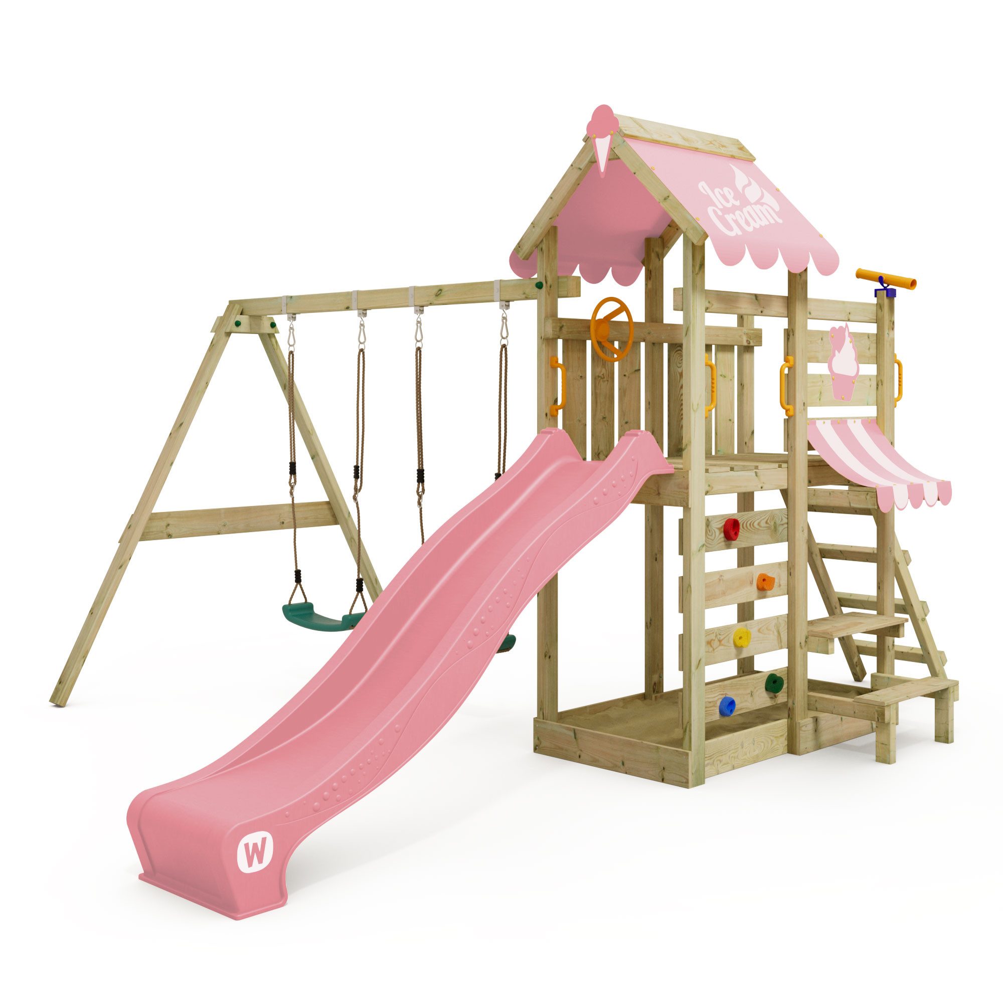 Wickey Spielturm VanillaFlyer – Klettergerüst mit Rutsche, Schaukel & Picknicktisch, Unvergessliche Erlebnisse für Kinder & 10 Jahre Garantie*