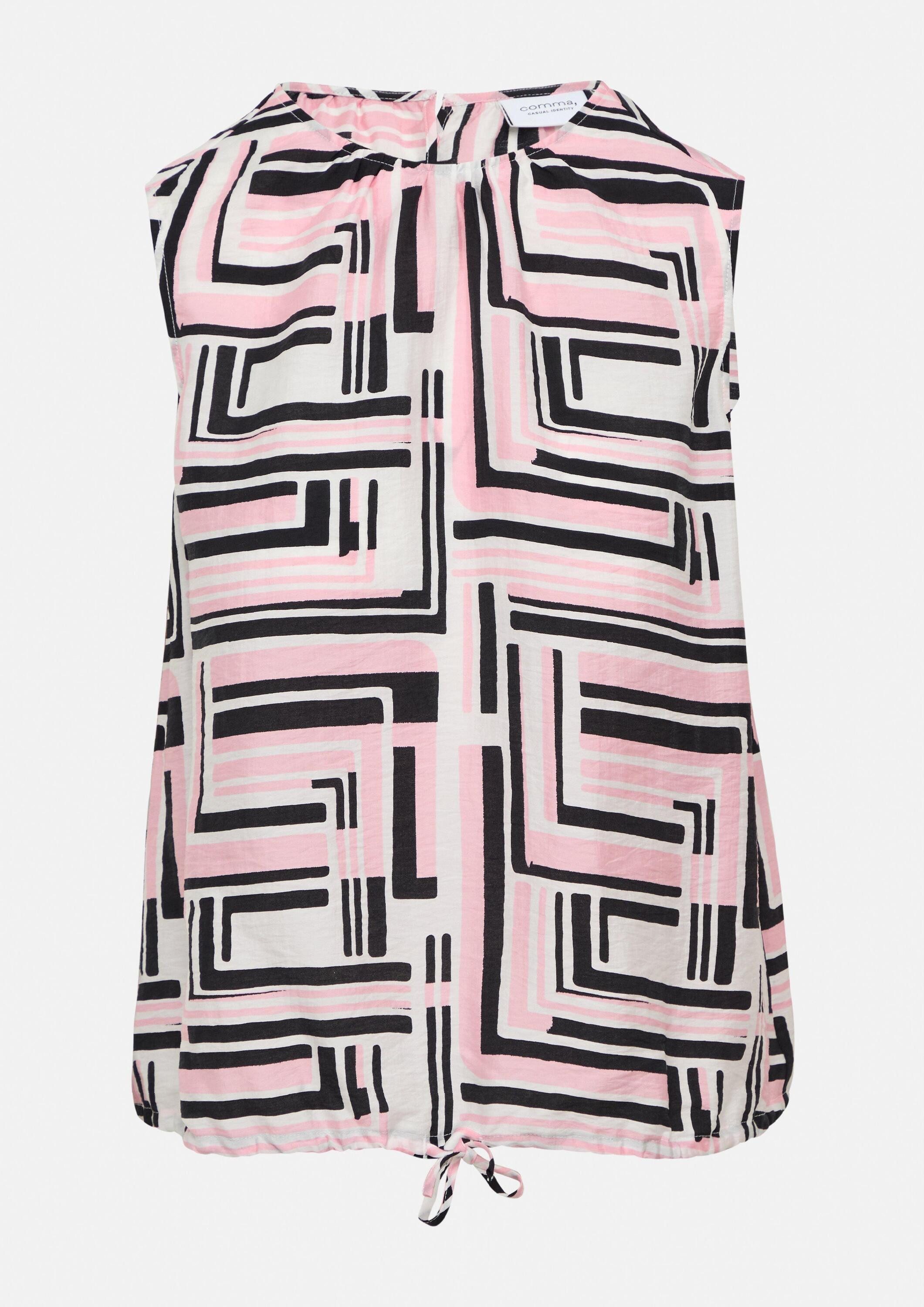 comma Blusentop Bluse Ärmellose Bluse mit Tunnelzug am Saum