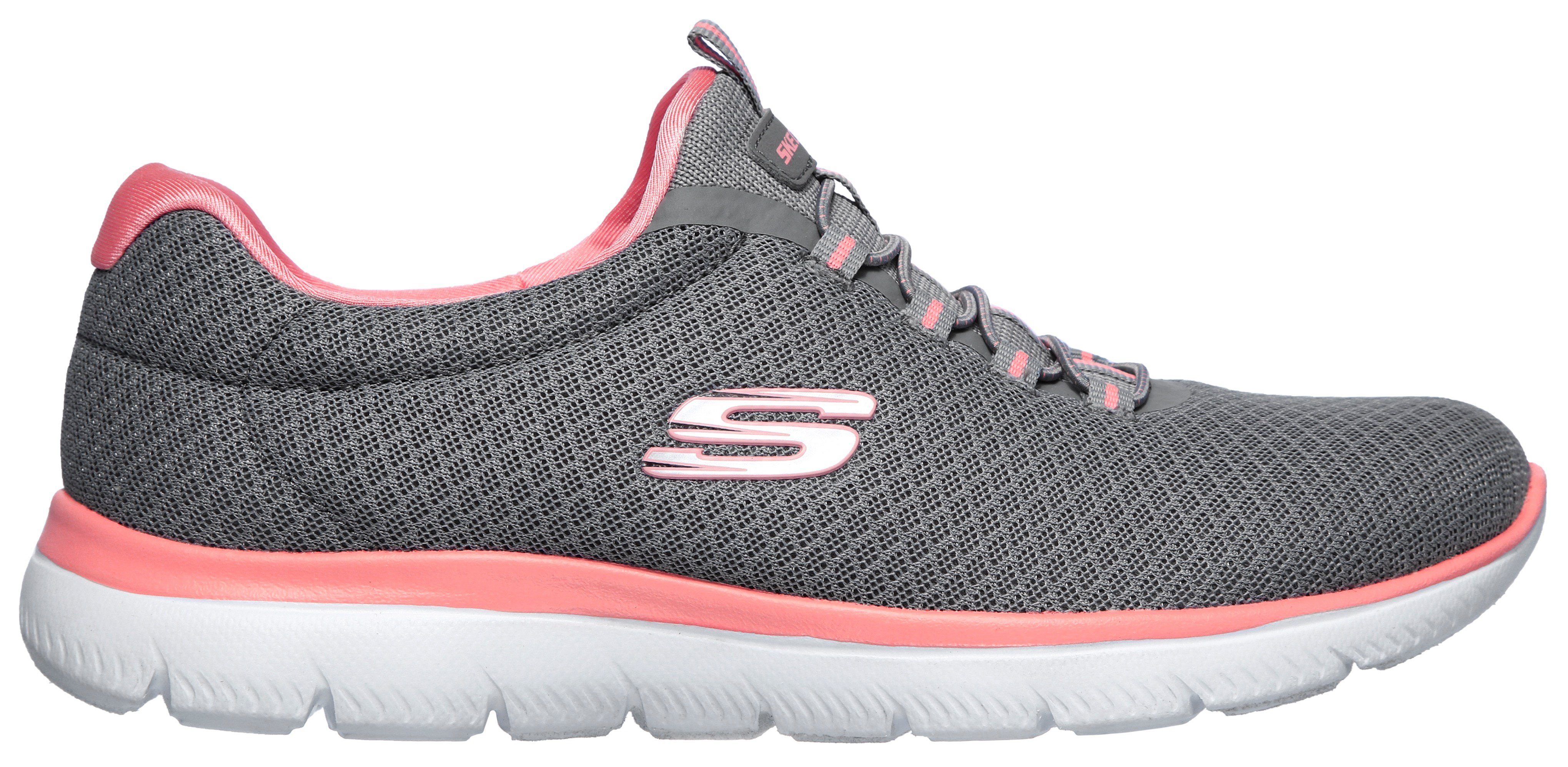 grau-rosa mit SUMMITS dezenten Sneaker Slip-On Skechers Kontrast-Details