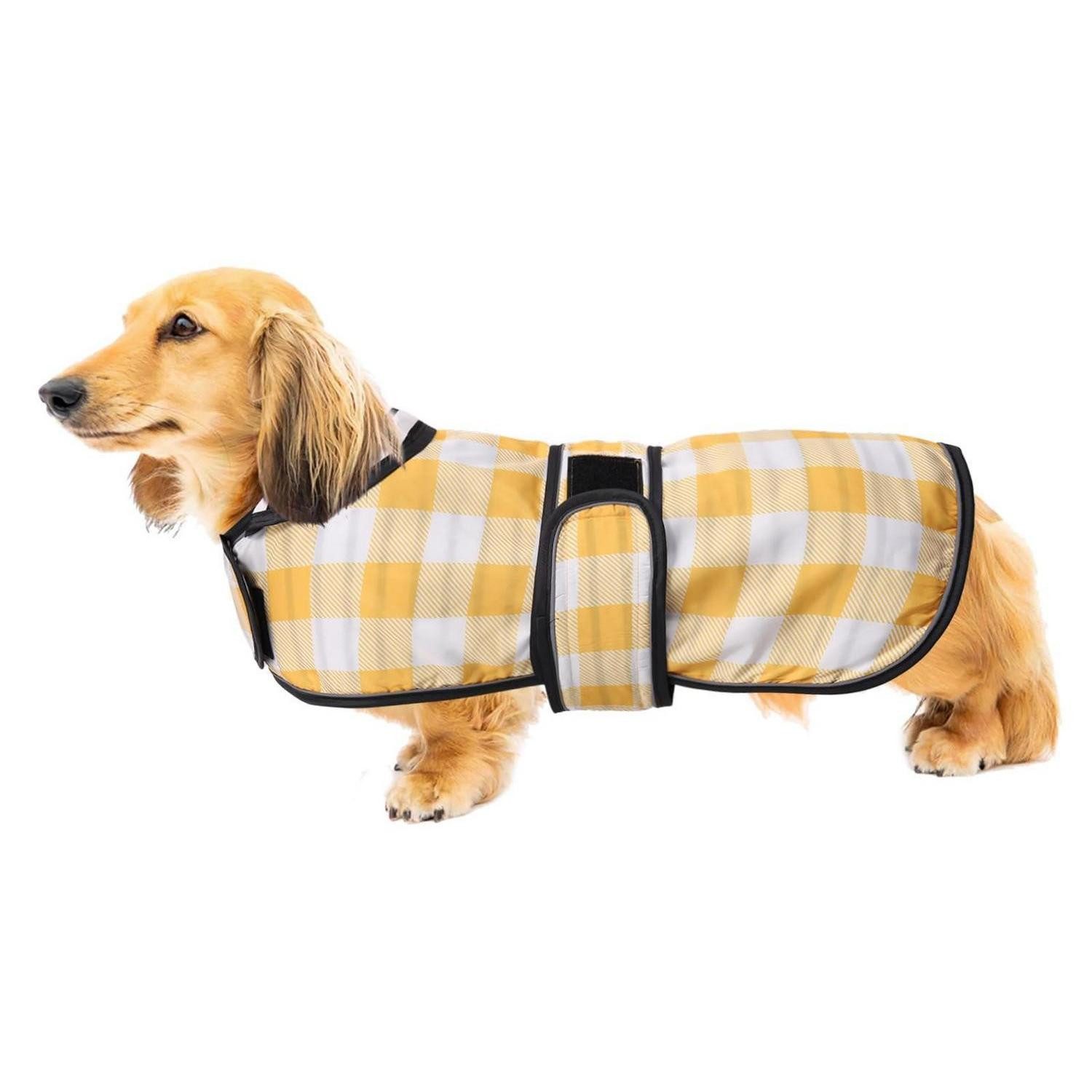 LuxusKollektion Hunderegenmantel Hunde Regenmantel Kariert Gelb M