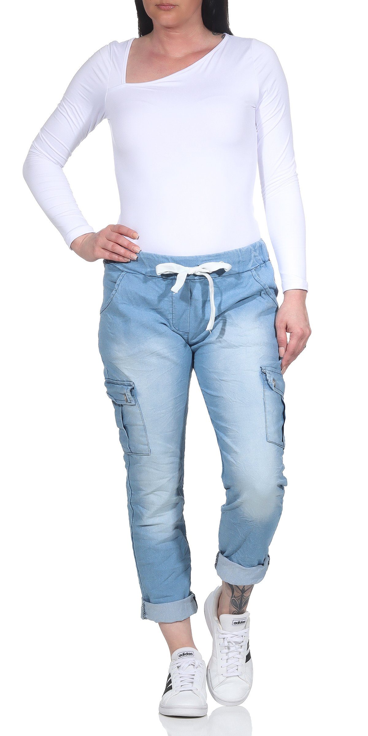 CLEO STYLE Jogginghose Damen Jogginghose Jeans 21094 Hellblau günstig online kaufen