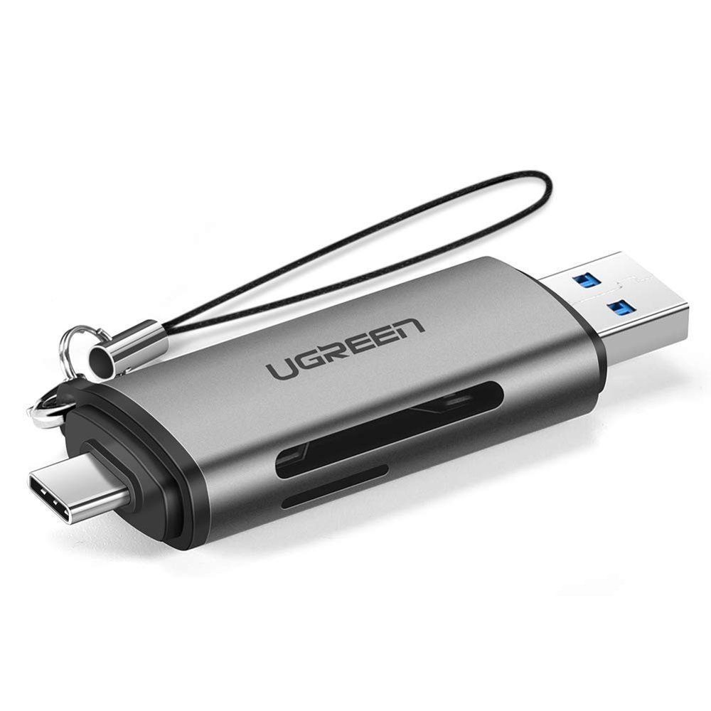 UGREEN SD / Micro SD Kartenleser für USB 3.0 / USB Typ C 3.0 Adapter grau USB-Adapter