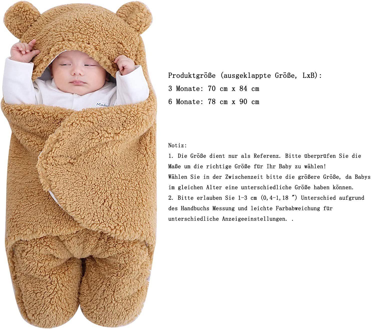 Baby-Kapuzen-Decke für GelldG khaki Neugeborene, Schlafsack, Wickeltuch, Babydecke