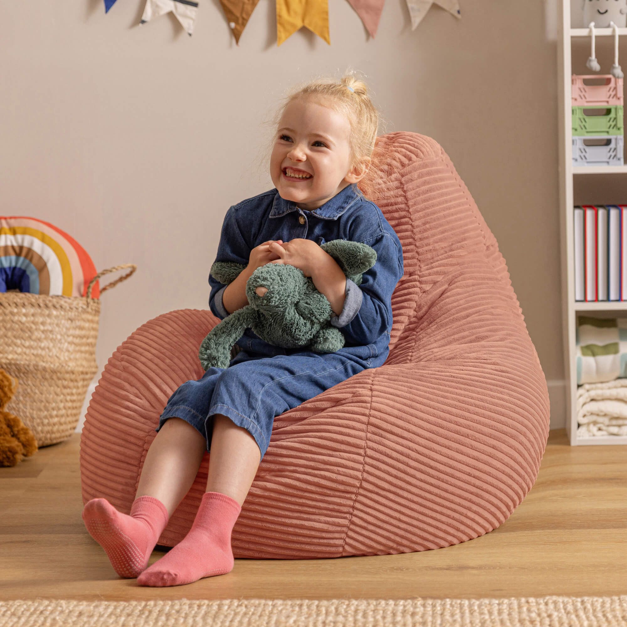 icon Sitzsack Kinder Sessel aus Cord Flauschig „Dalton", 69x59x65cm, Made i günstig online kaufen