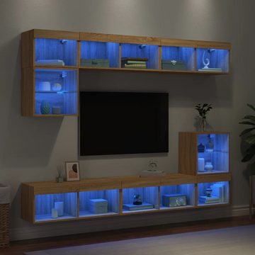 vidaXL TV-Schrank 8-tlg. Wohnwand mit LED-Beleuchtung Sonoma-Eiche Holzwerkstoff (1-St)