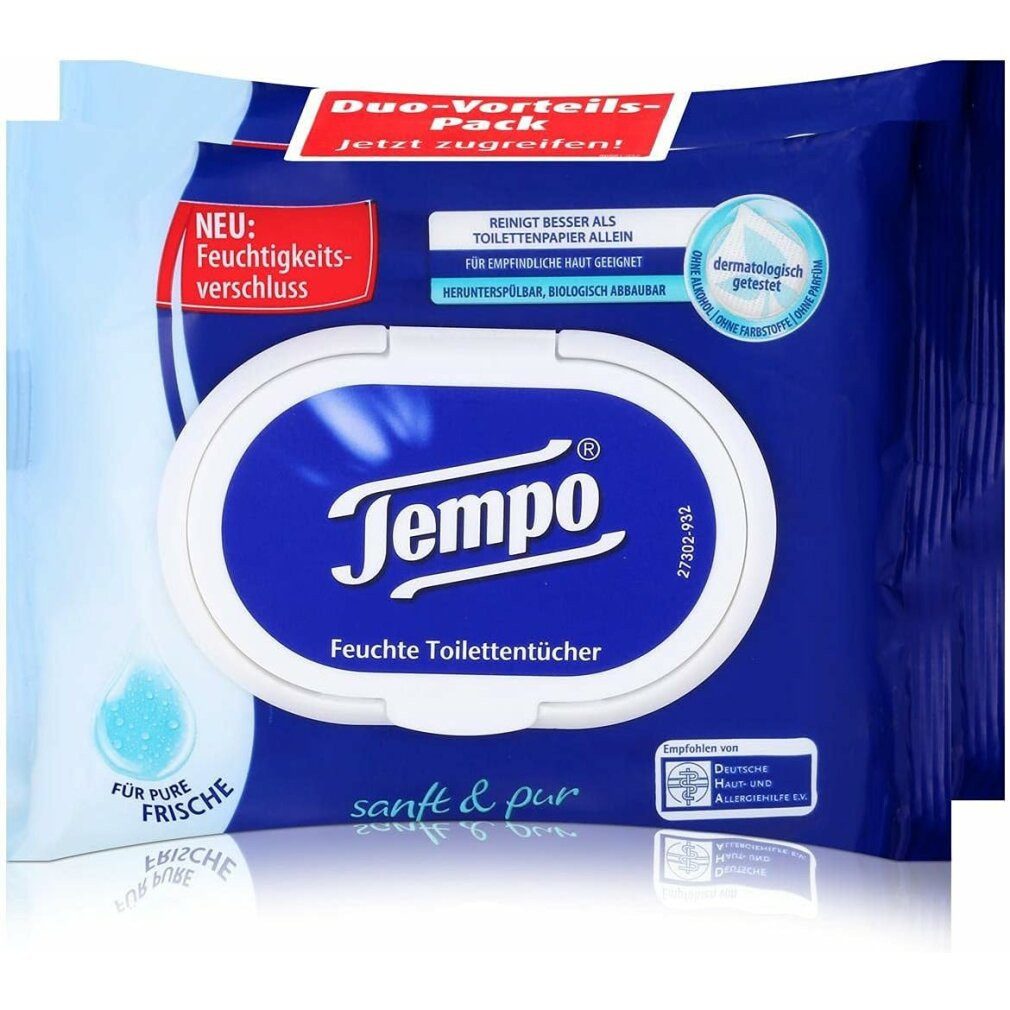 TEMPO Туалетная бумага Feuchttücher Sanft & Pur Duo-Pack 2x 42 Tücher