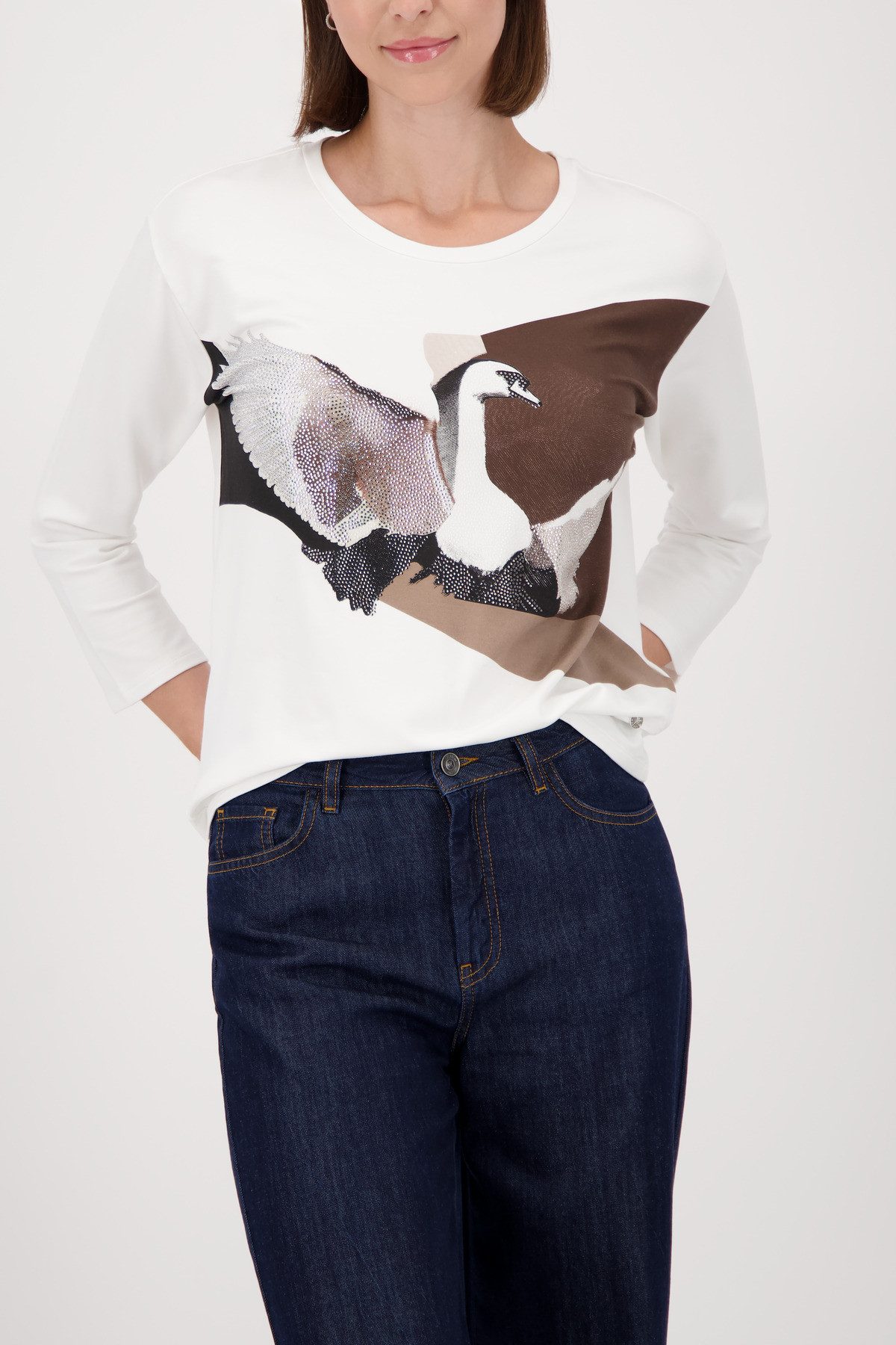 Monari 3/4-Arm-Shirt Shirt Schwan Regular fit mit Rundhalsausschnitt günstig online kaufen