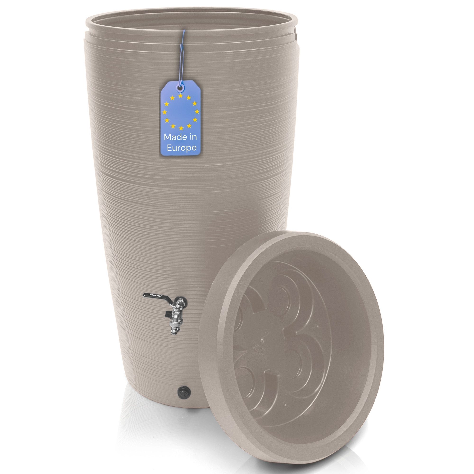 YourCasa Regentonne 240 Liter [Aquasplash] Messing Wasserhahn & Deckel Regenfass