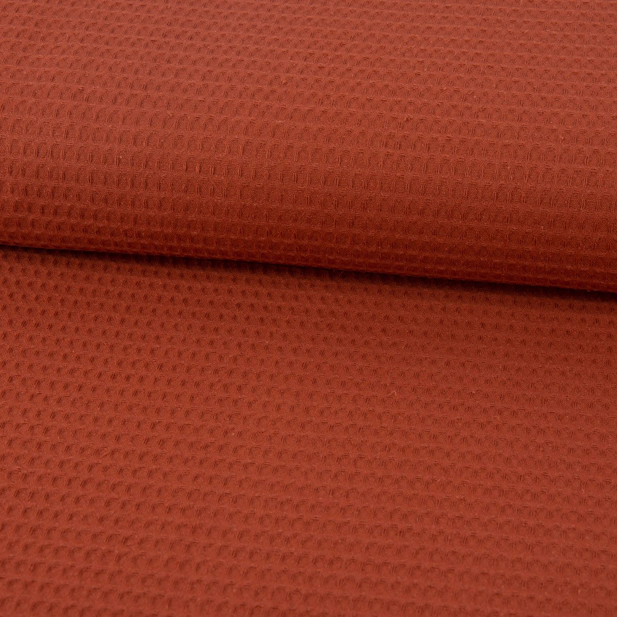 SCHÖNER LEBEN. Stoff Bekleidungsstoff Meterware Waffelpique Baumwolle uni rost 145cm, allergikergeeignet,atmungsaktiv,pflegeleicht