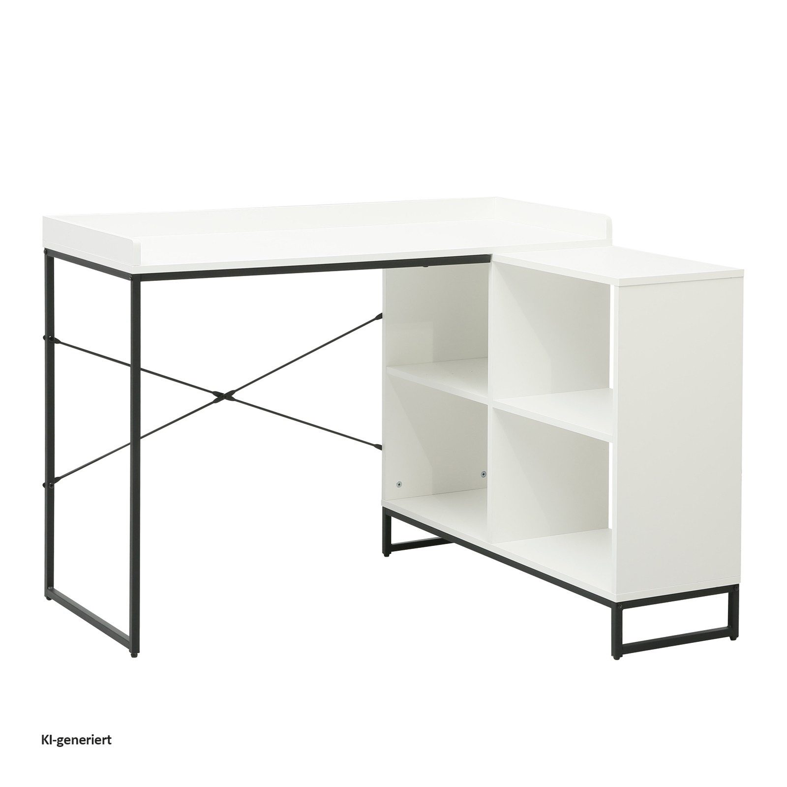 HTI-Living Eckschreibtisch mit Regal Cedrik Weiß-Schwarz (Stück, 1-St., 1 Eckschreibtisch)