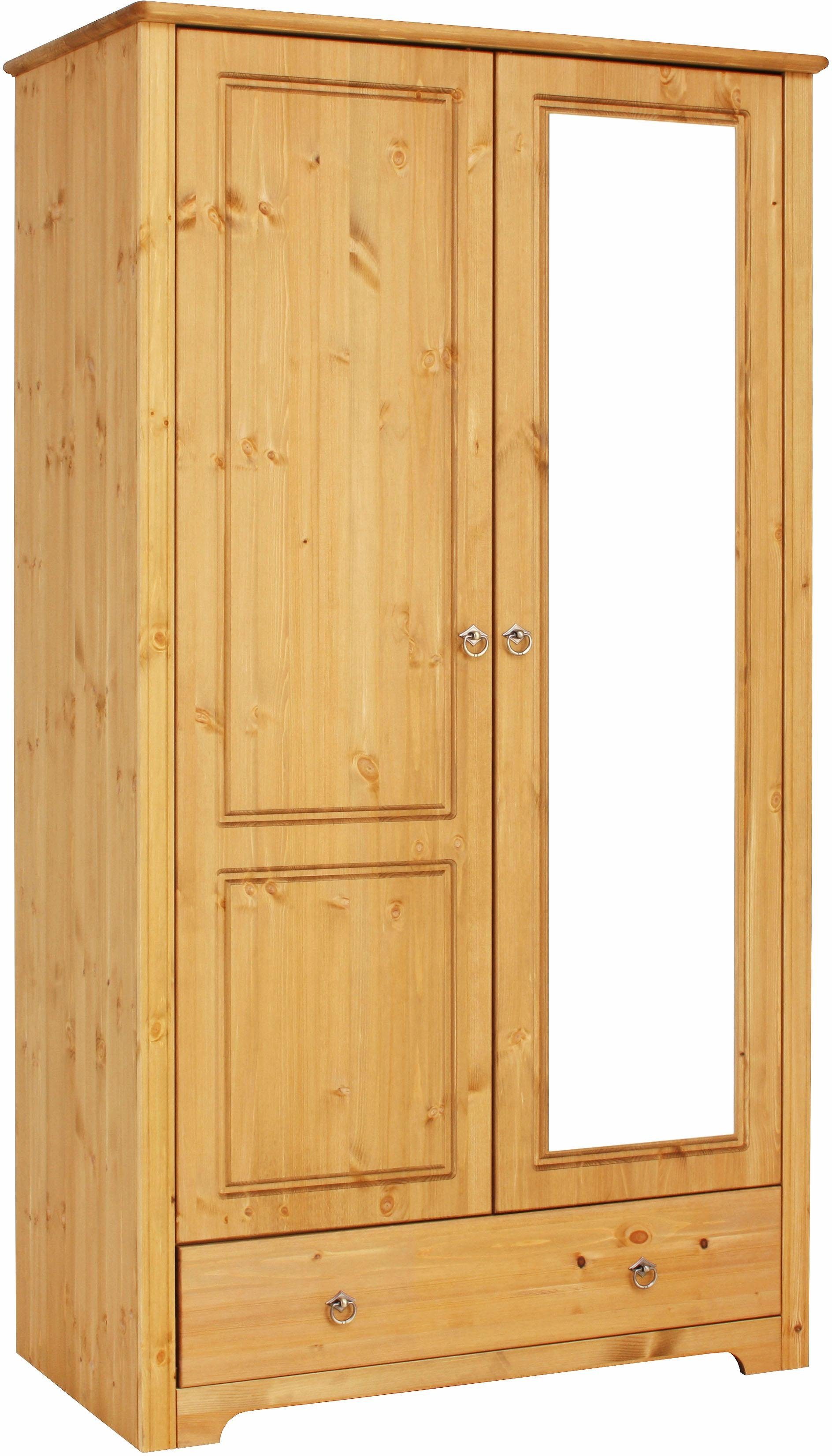 OTTO home Kleiderschrank Hugo (3 Breiten: 106/200/245 cm H/T ca. 190/58 cm) aus massiver Kiefer im Landhausstil, mit Spiegel