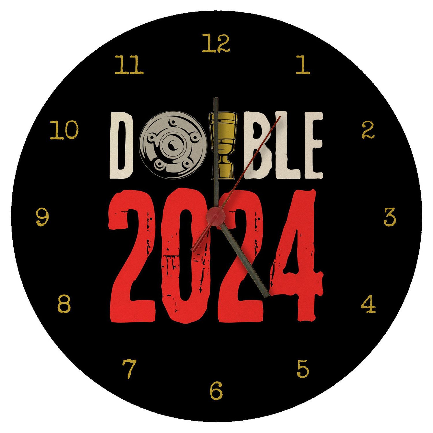 Wanduhr Leverkusen Double-Sieger Wanduhr aus MDF mit Spruch Double 2024